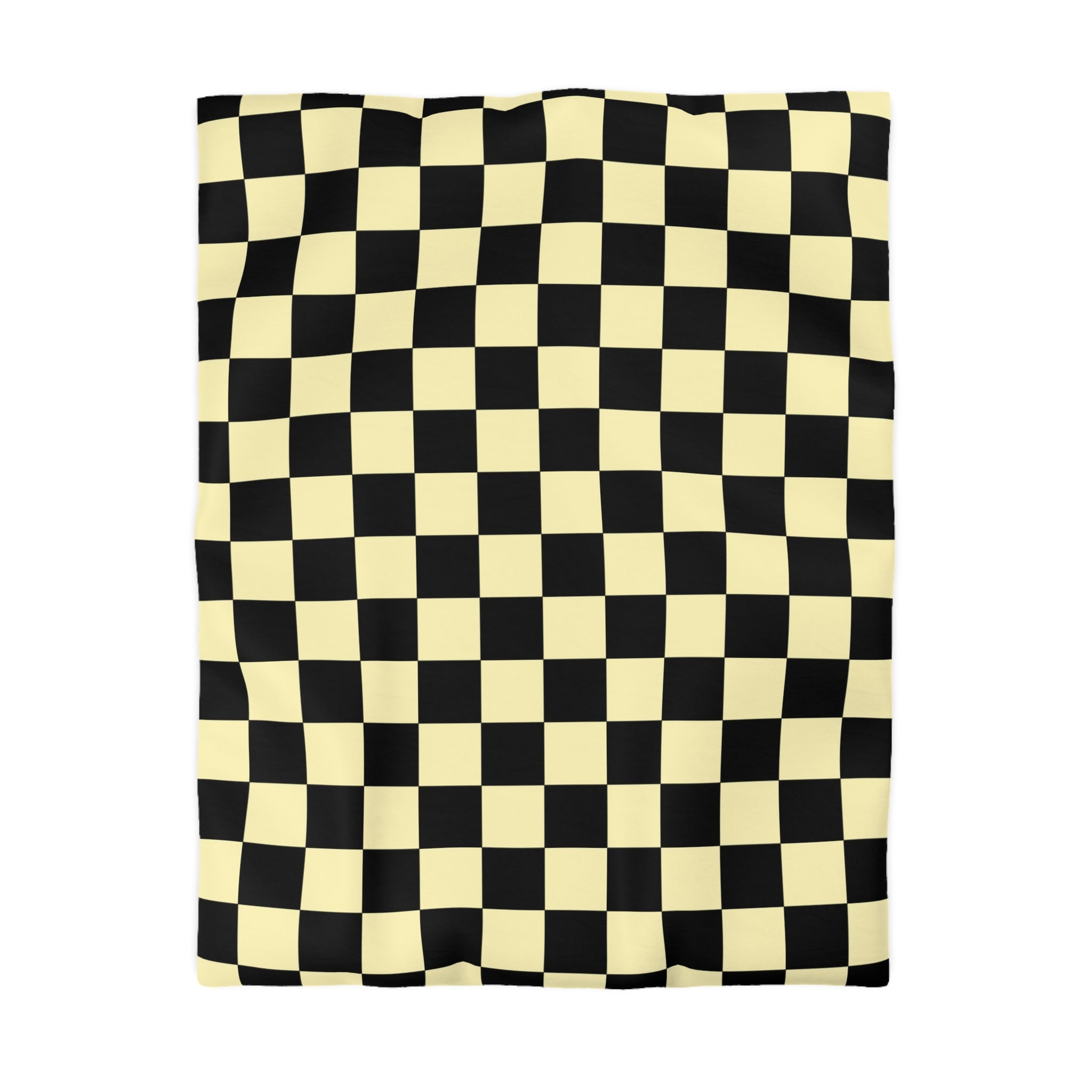 Checkerboard Black and Yellow Microfiber Duvet Cover, Artsulli - Art is Long, Life is Short, Home Decor, Size, Twin, Color, White, , , 24320130885225973460