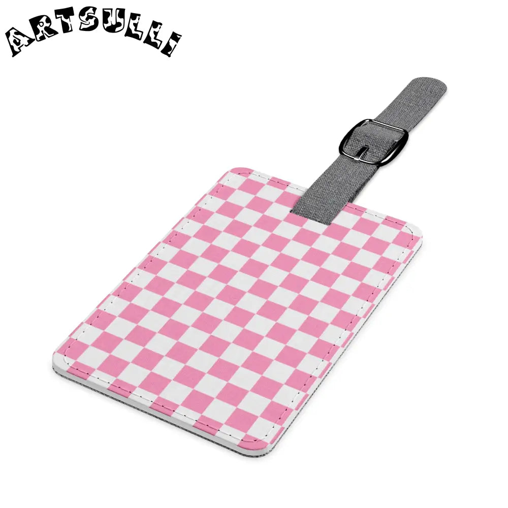 JAKKOUTTHEBXX Checkerboard Hot Pink and White Saffiano Polyester