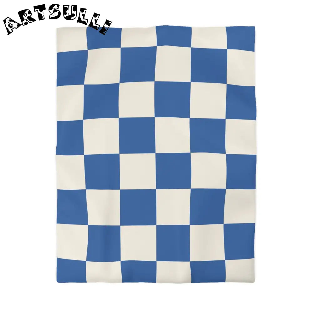 JAKKOUTTHEBXX Checkerboard Blue Microfiber Duvet Cover JAKKOUTTHEBXX