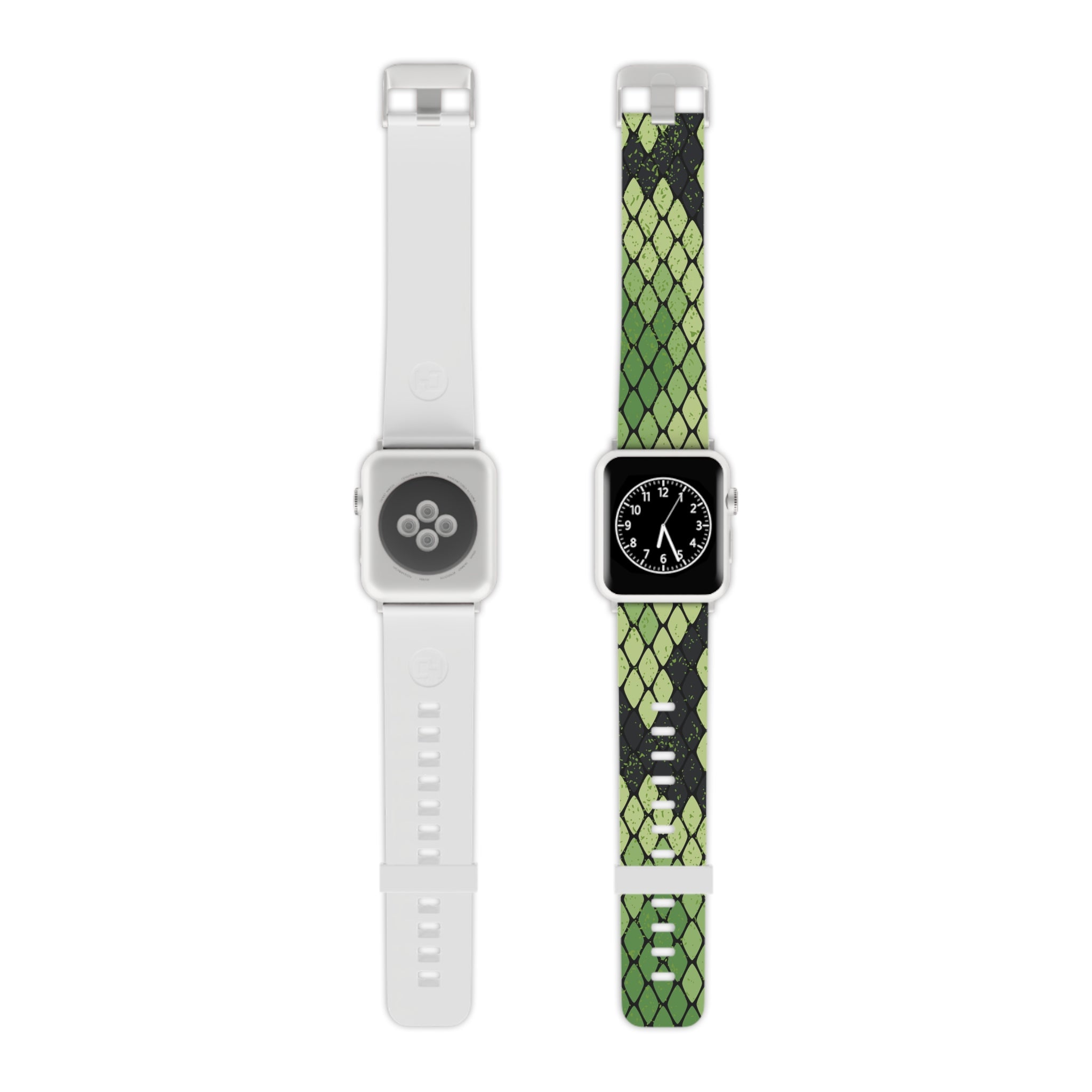 Snake Skin Green and Black Watch Band for Apple Watch, Artsulli - Art is Long, Life is Short, Accessories, Size, 7.5'' × 0.75'' / 38 - 40 mm, Color, Silver, , , 11254592628929