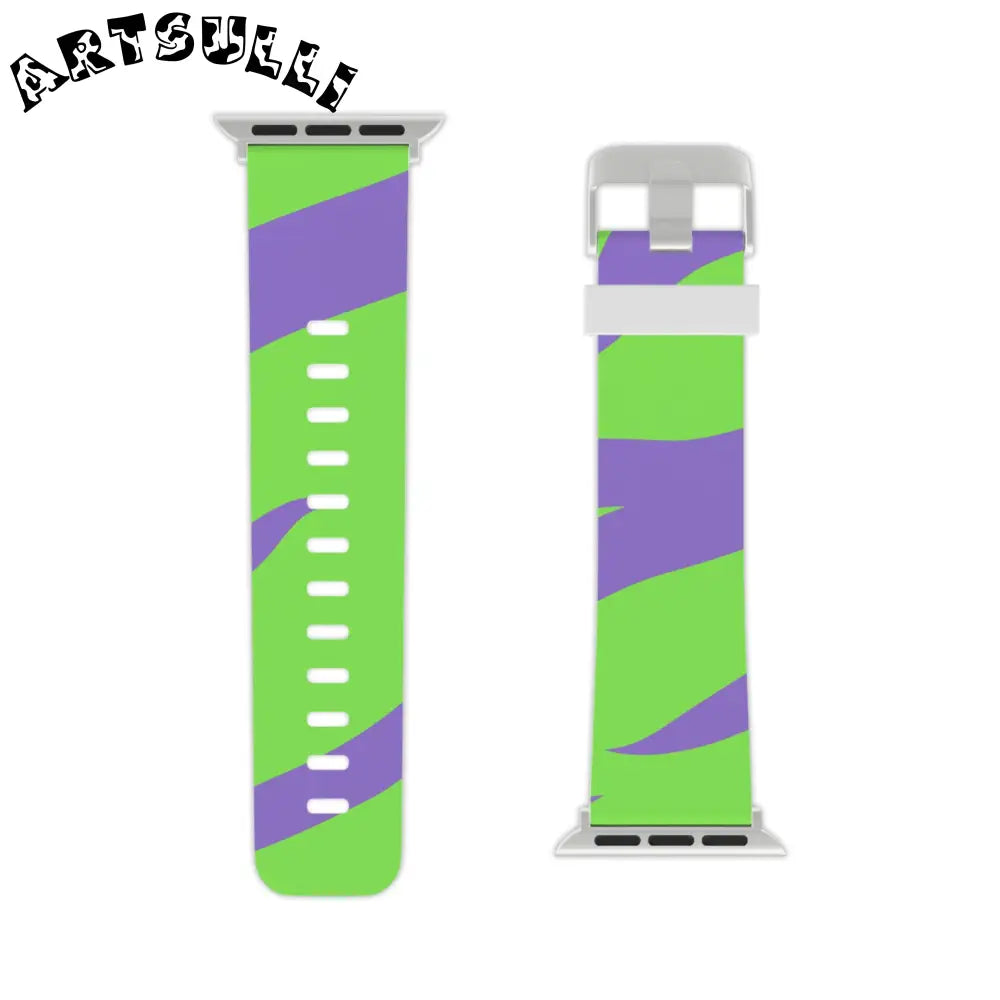 JAKKOUTTHEBXX Tyrannosaurus Print Green and Purple Watch Band