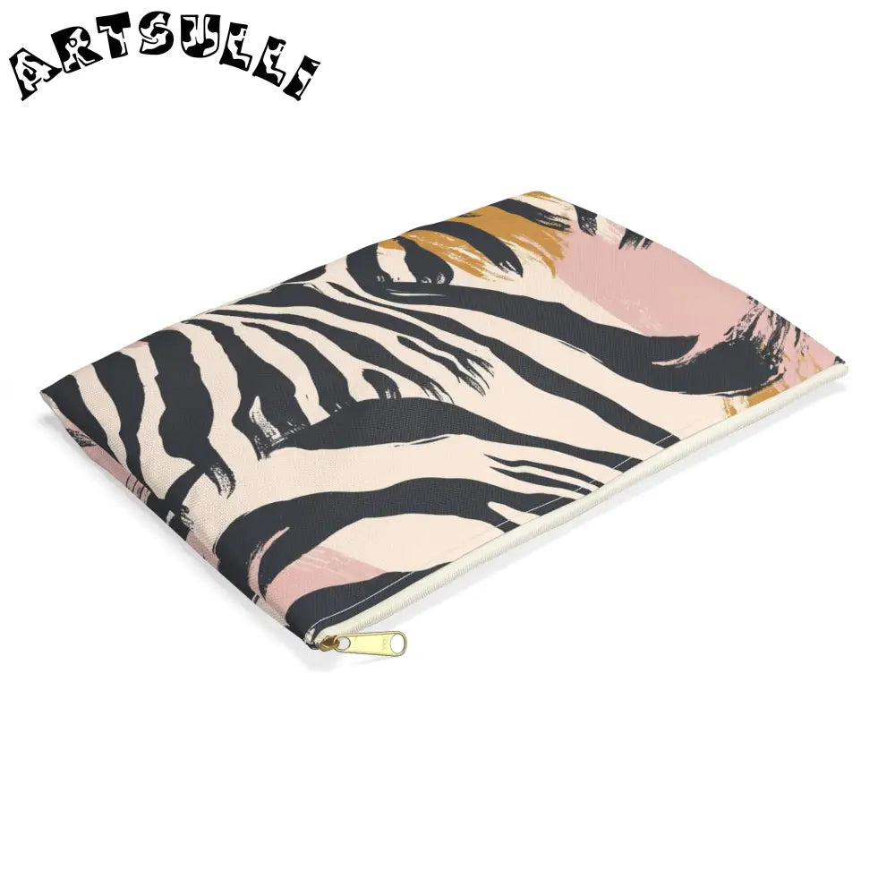 JAKKOUTTHEBXX Abstract Zebra Art Printed Clutch Bag Black Beige Pink