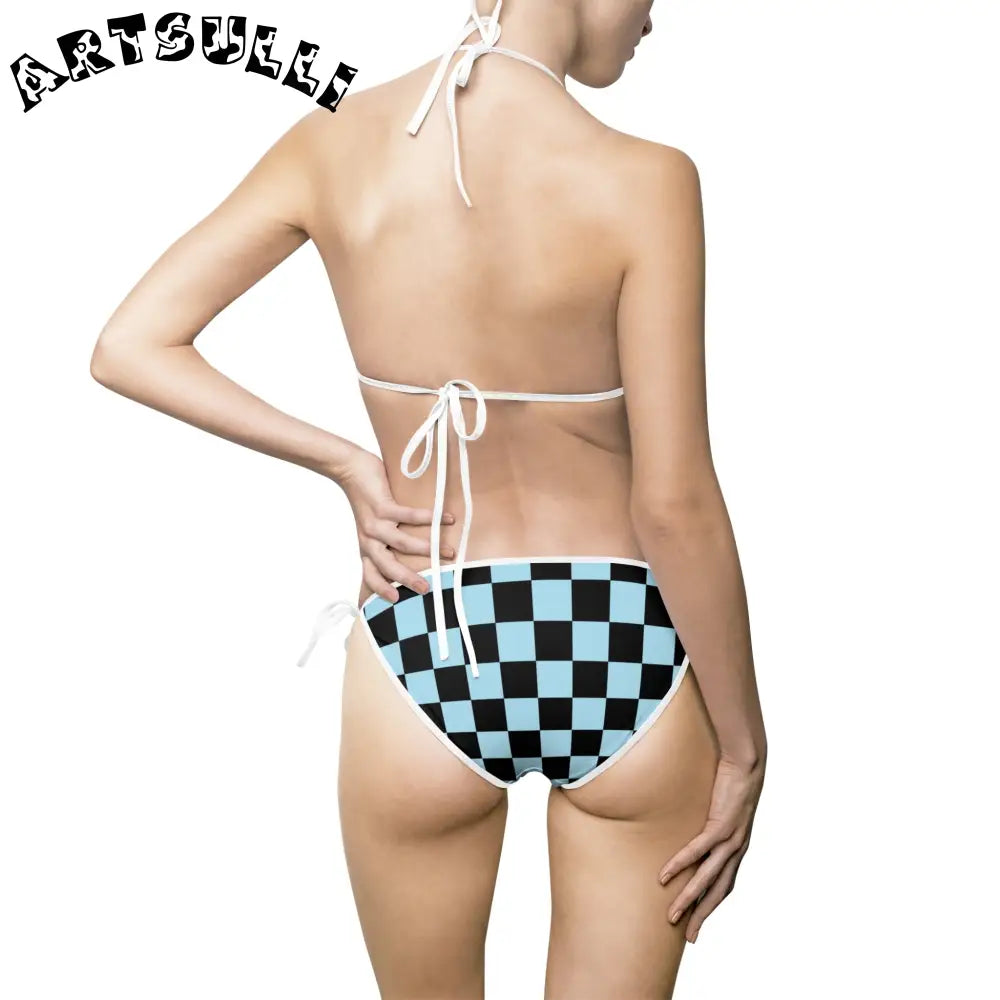 JAKKOUTTHEBXX Checkerboard Black and Blue Women’s Bikini Swimsuit