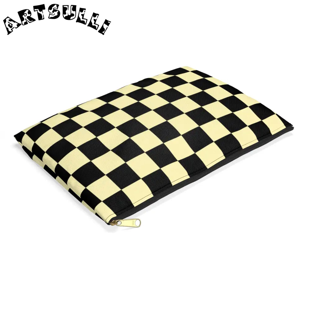 JAKKOUTTHEBXX Checkerboard Black and Yellow Accessory Pouch