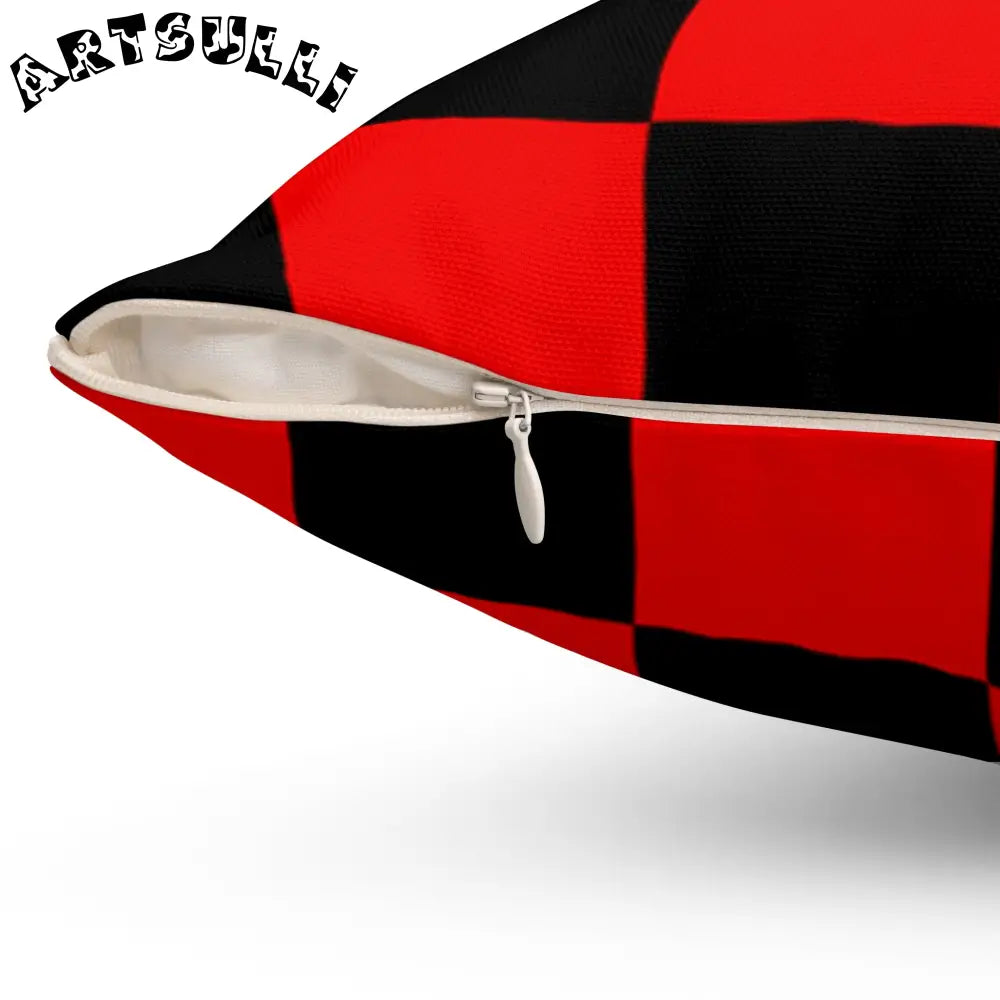 JAKKOUTTHEBXX Checkerboard Red and Black Spun Polyester Square