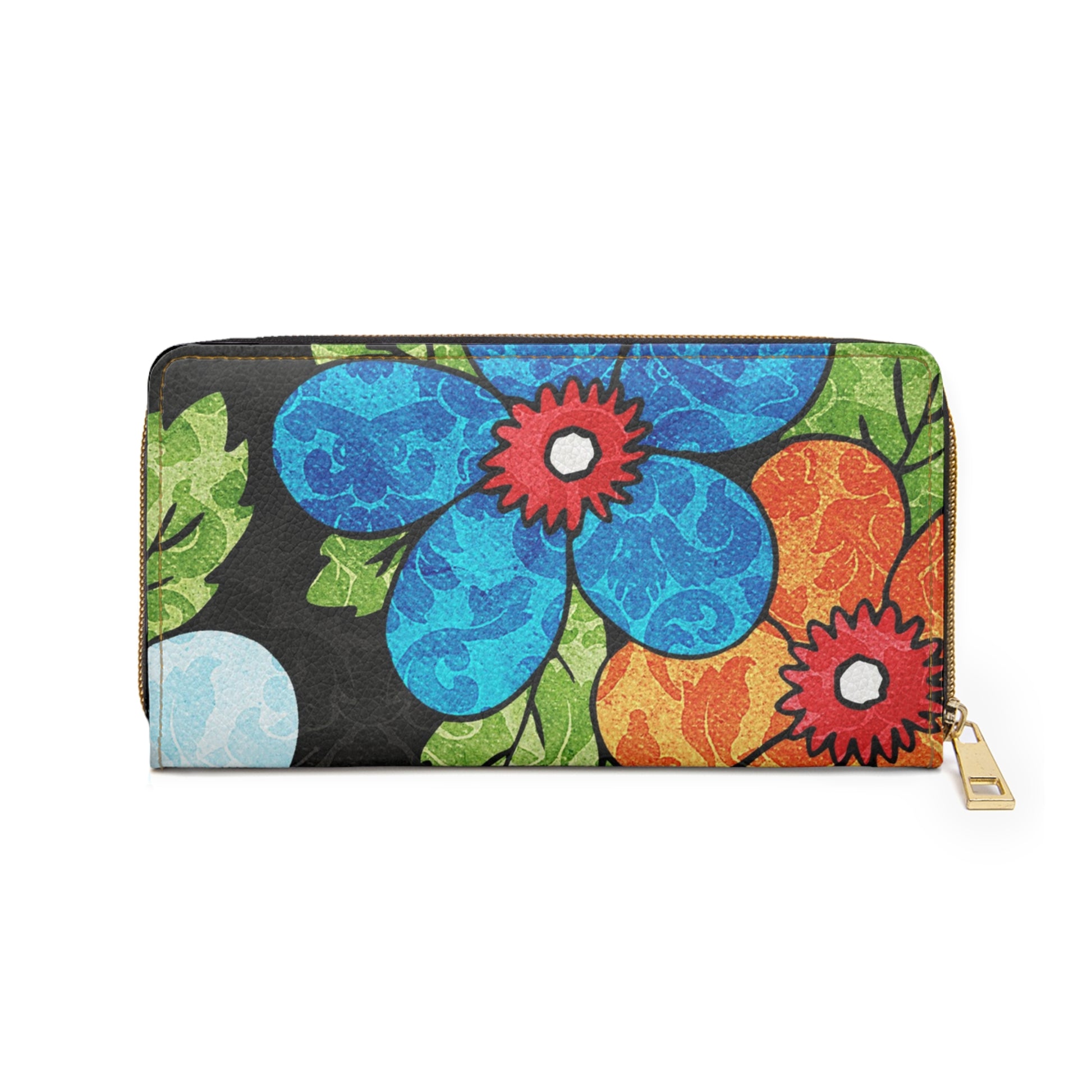 Groovy Black Floral Kl Zipper Wallet, Artsulli - Art is Long, Life is Short, Accessories, , , , , , , 