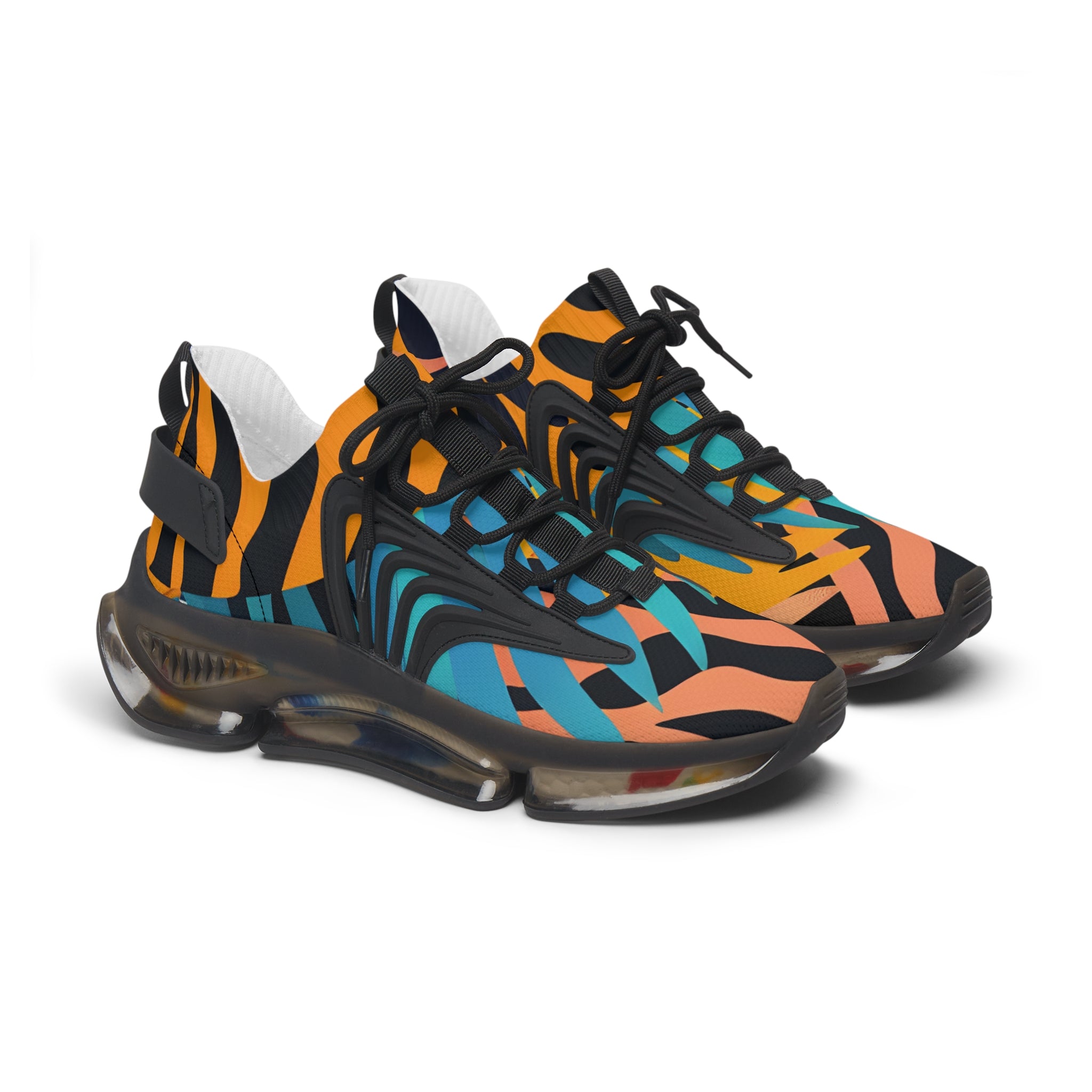 Palm Leaves x Zebra Stripes II Multi-Color Women's Mesh Sneakers, Artsulli - Art is Long, Life is Short, Shoes, Color, Black sole, Size, US 5.5, , , 89017103318942