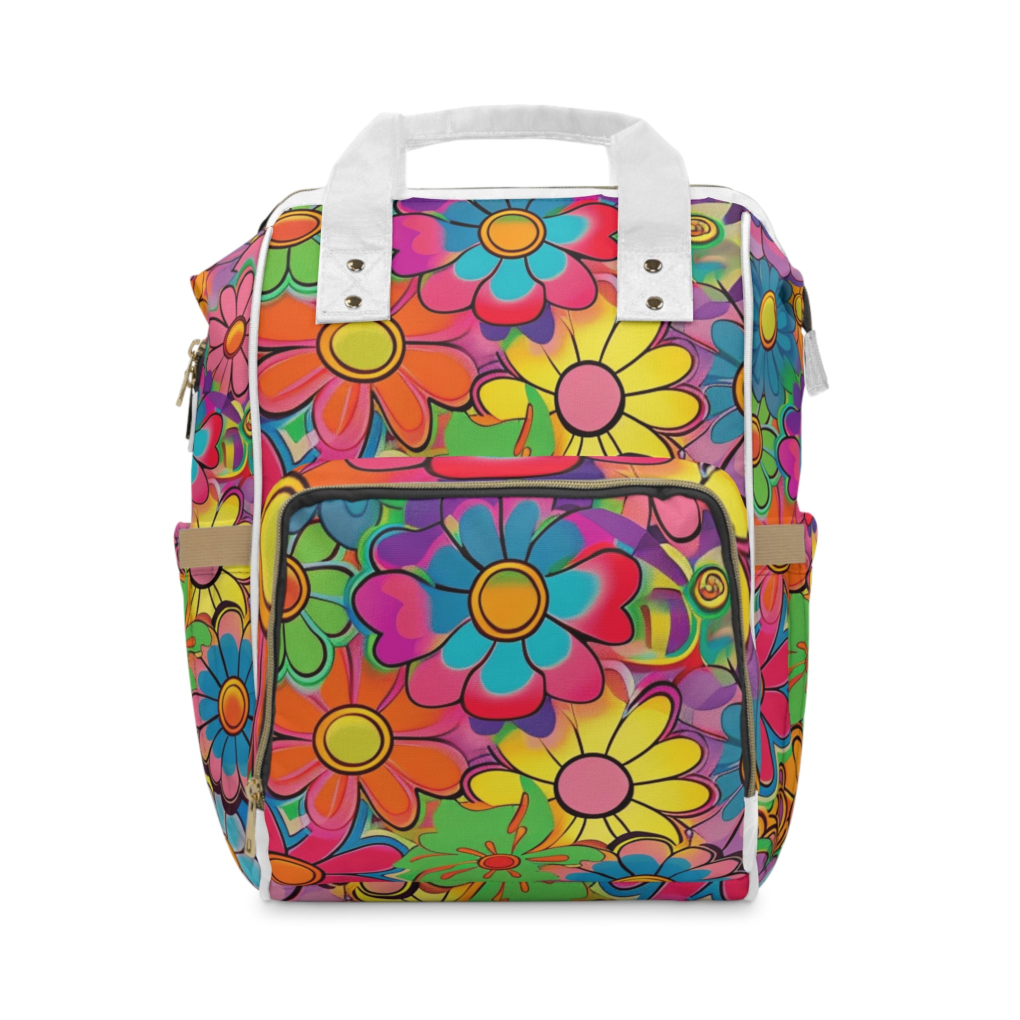 Chromatic Daisy Dream Multifunctional Diaper Backpack, Artsulli - Art is Long, Life is Short, Bags, Size, 15.0" × 10.8" × 6.7'', , , , , 20869375203438500063