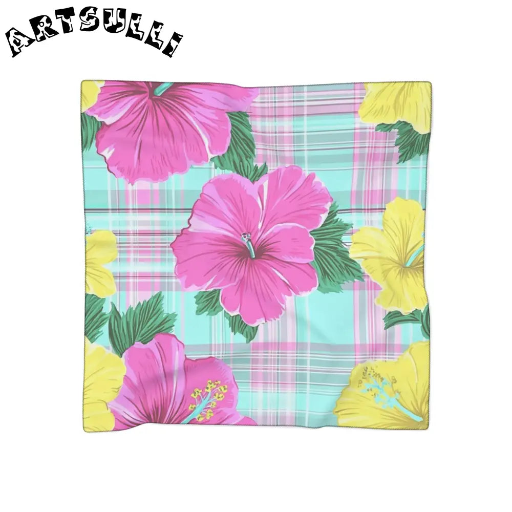 JAKKOUTTHEBXX Tropical Floral Plaid Scarf JAKKOUTTHEBXX Artsulli
