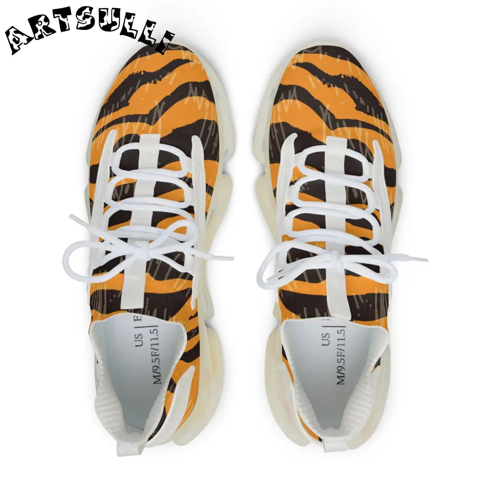 JAKKOUTTHEBXX Tiger Scratches Orange and Black Men’s Mesh Sneakers