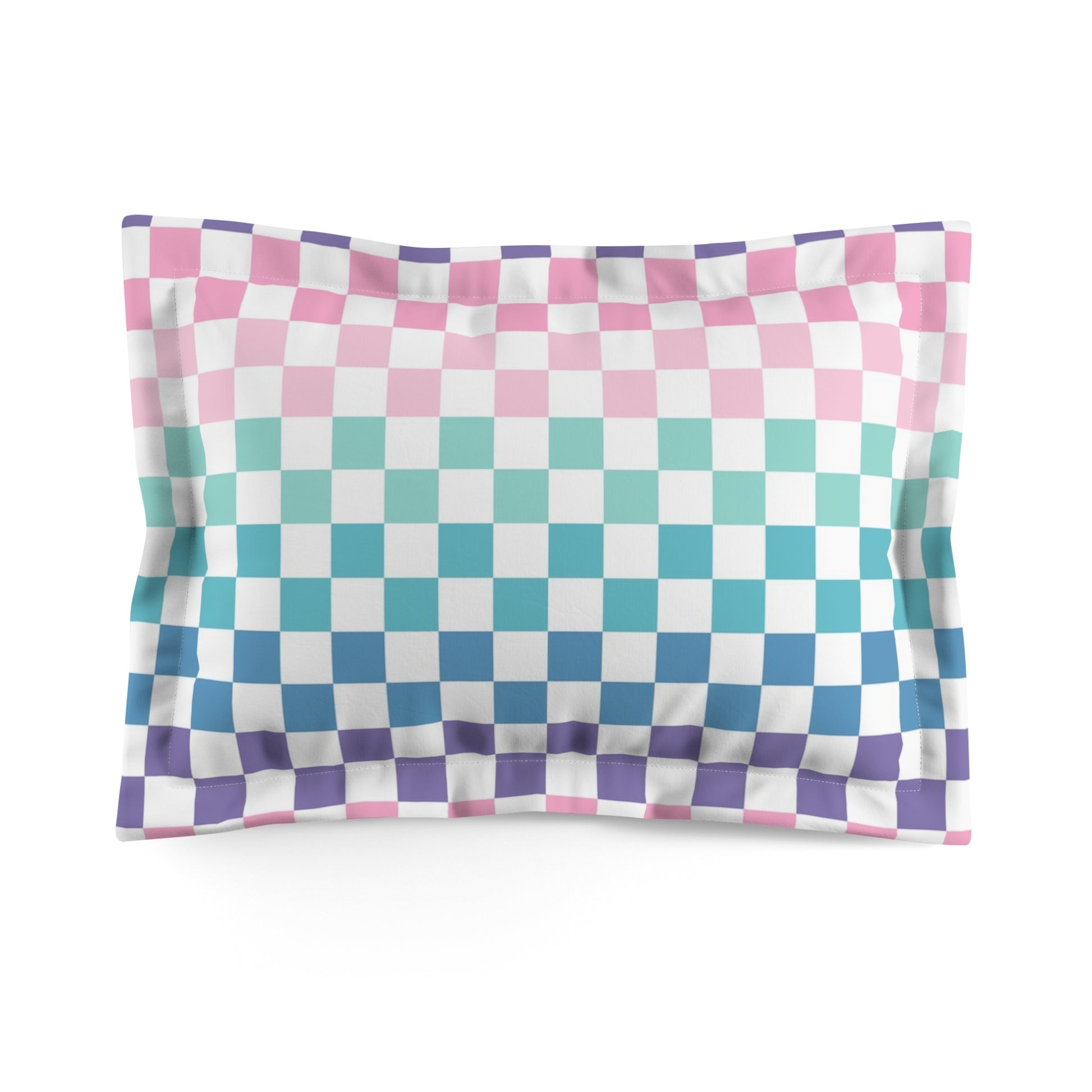 Vaporwave Rainbow  Checkerboard Multi-Color Microfiber Pillow Sham, Artsulli - Art is Long, Life is Short, Home Decor, Size, Standard, , , , , 41368617139392362591