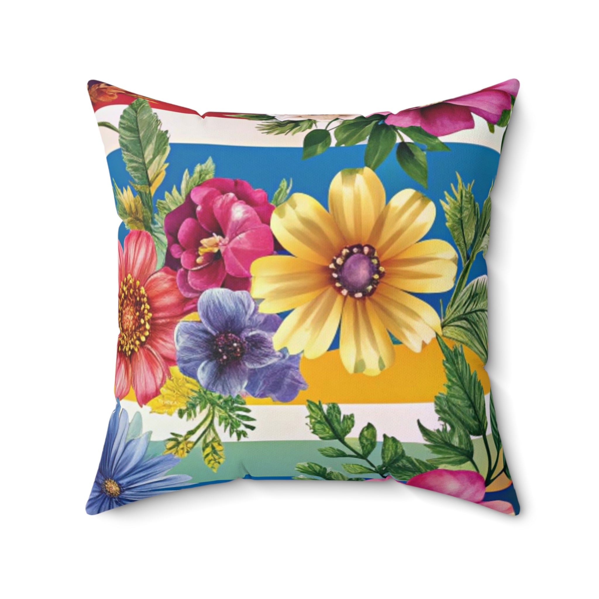 Floral Stripe 4K Spun Polyester Square Pillow, Artsulli - Art is Long, Life is Short, Home Decor, , , , , , , 