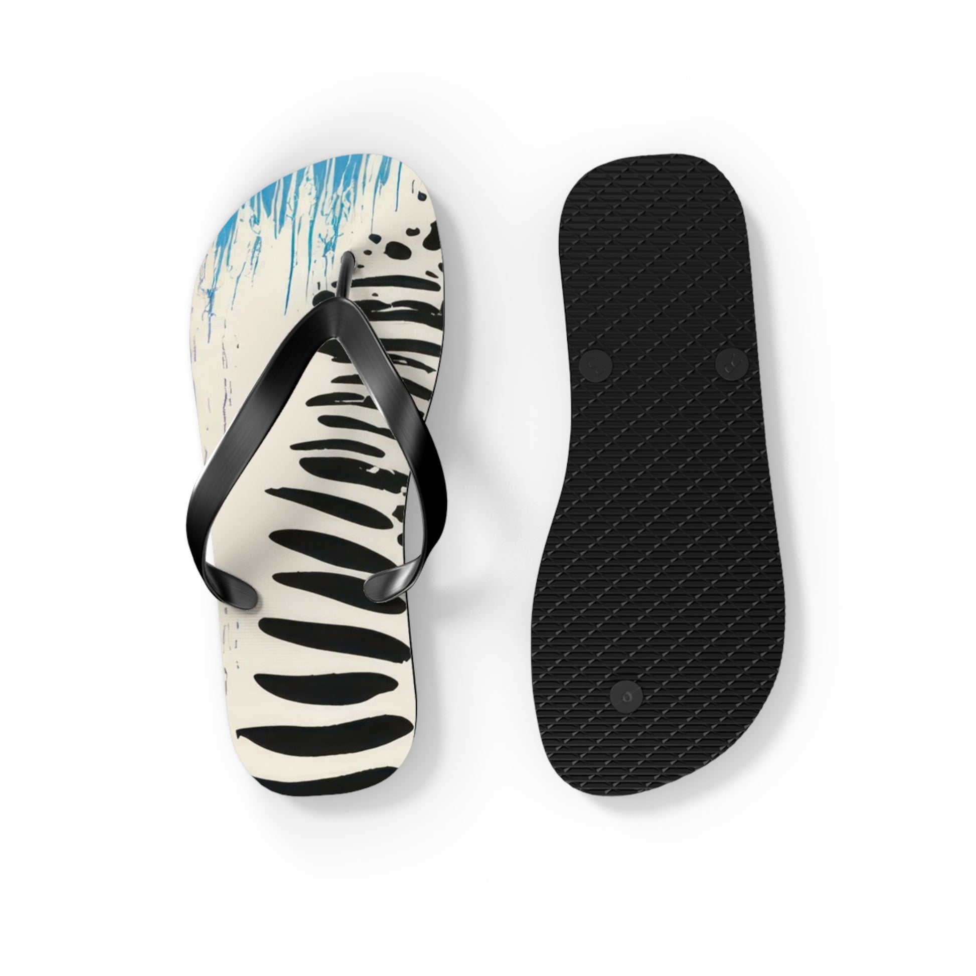 Rae Zebra Rhapsody Flip Flops, Artsulli - Art is Long, Life is Short, Shoes, , , , , , , 