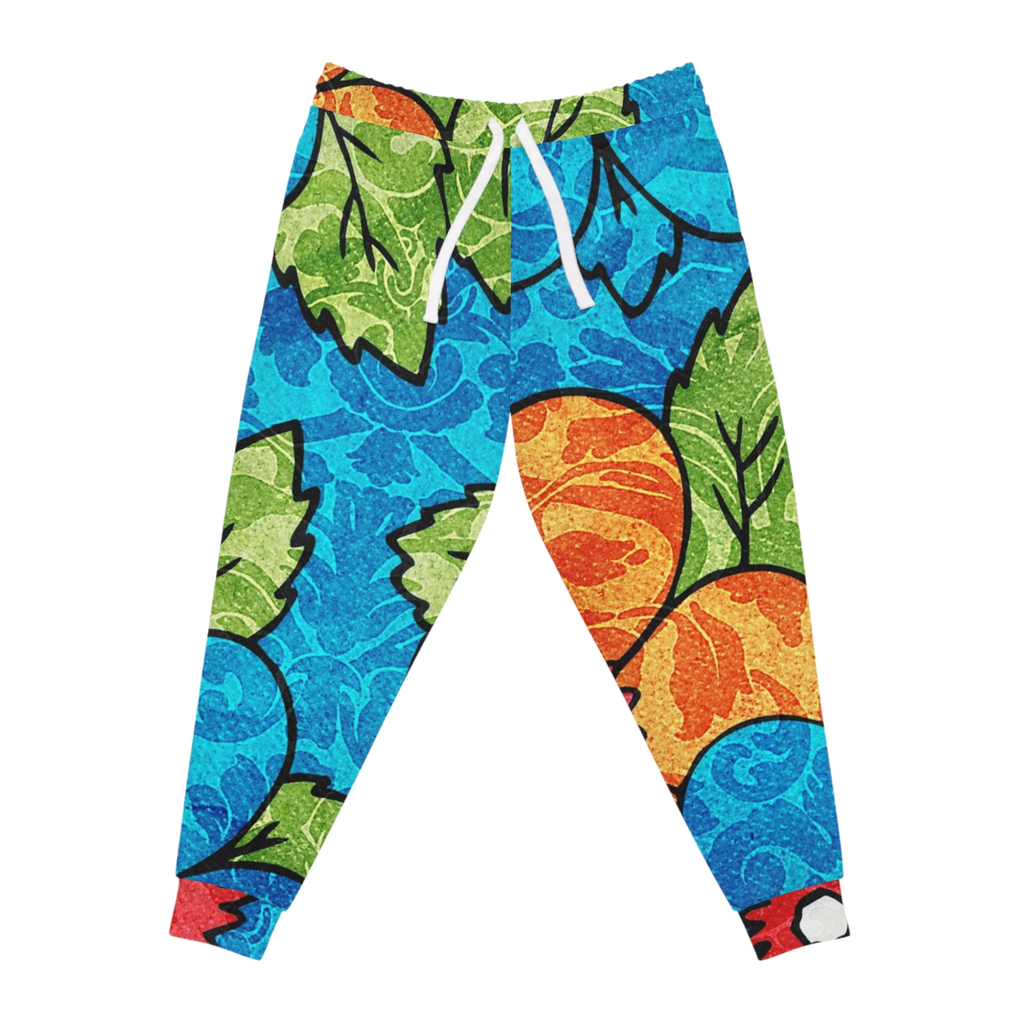 Blue Orange Groovy Athletic Joggers (AOP), Artsulli - Art is Long, Life is Short, All Over Prints, Size, S, Color, Seam thread color automatically matched to design, , , 66795340280880066686
