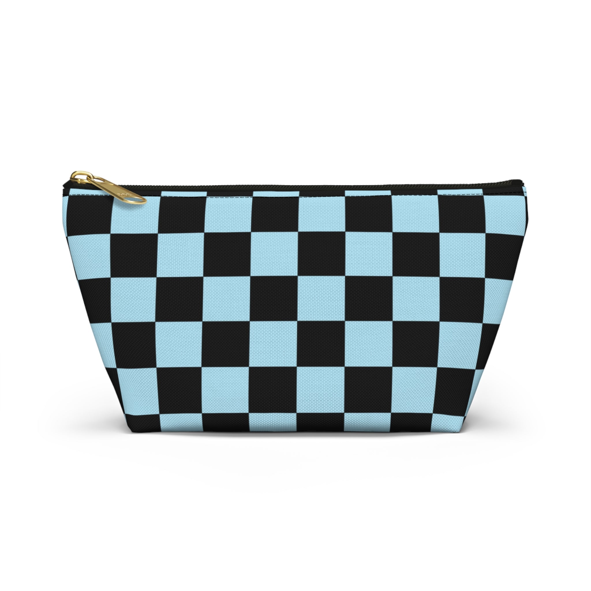 Checkerboard Black and Blue Accessory Pouch w T-bottom, Artsulli - Art is Long, Life is Short, Bags, Size, Small, Color, Black zipper, , , 10878316942768498433