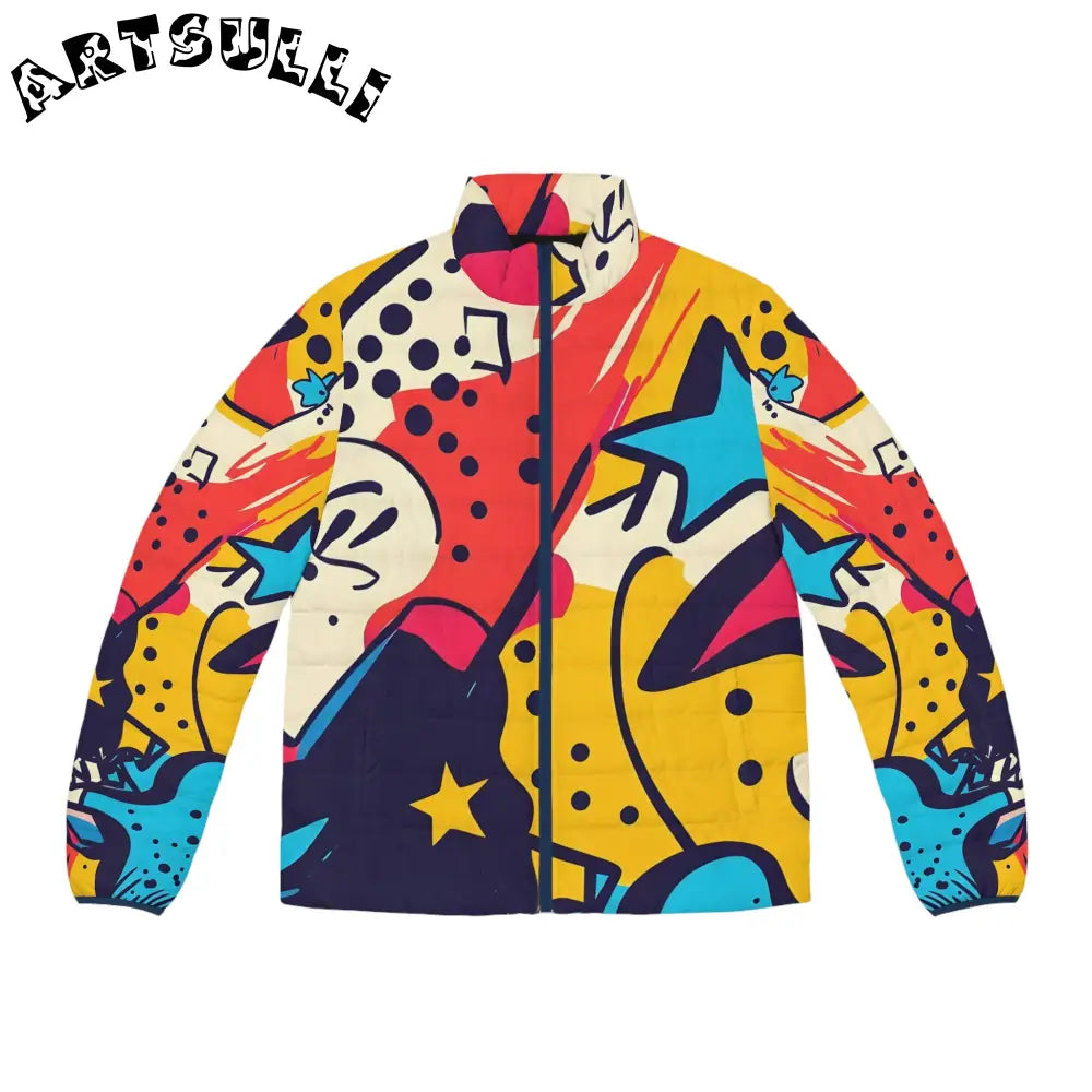 JAKKOUTTHEBXX Comic x Pop Art Men’s Puffer Jacket (AOP)