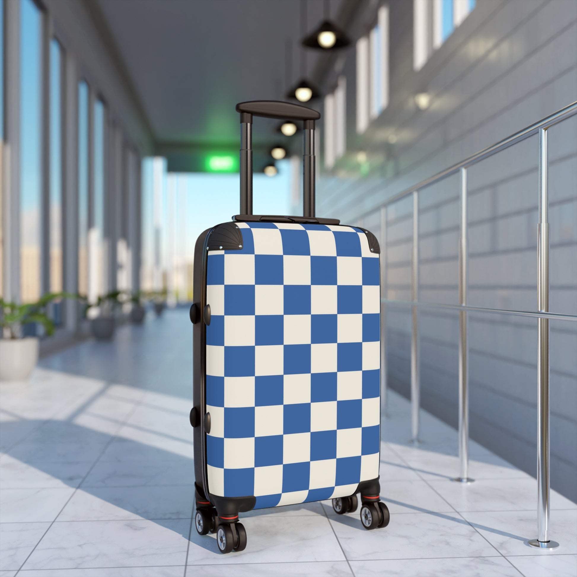 Checkerboard Blue Suitcase, Artsulli - Art is Long, Life is Short, Bags, , , , , , , 