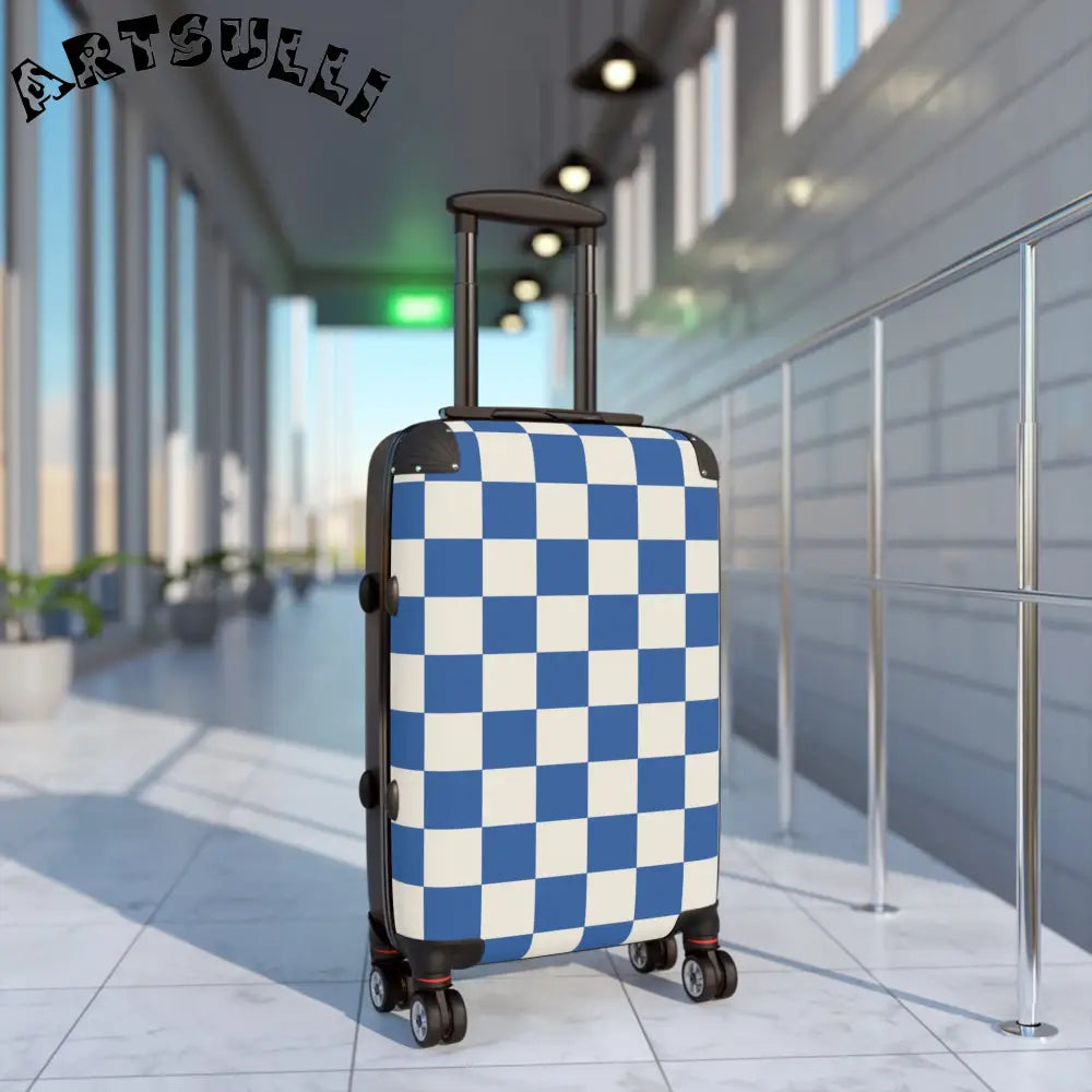 JAKKOUTTHEBXX Checkerboard Blue Suitcase JAKKOUTTHEBXX Artsulli