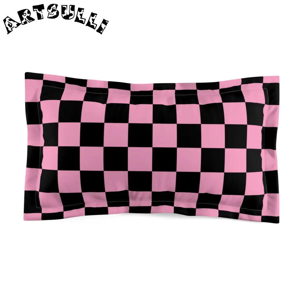 JAKKOUTTHEBXX Checkerboard Black and Pink Microfiber Pillow Sham
