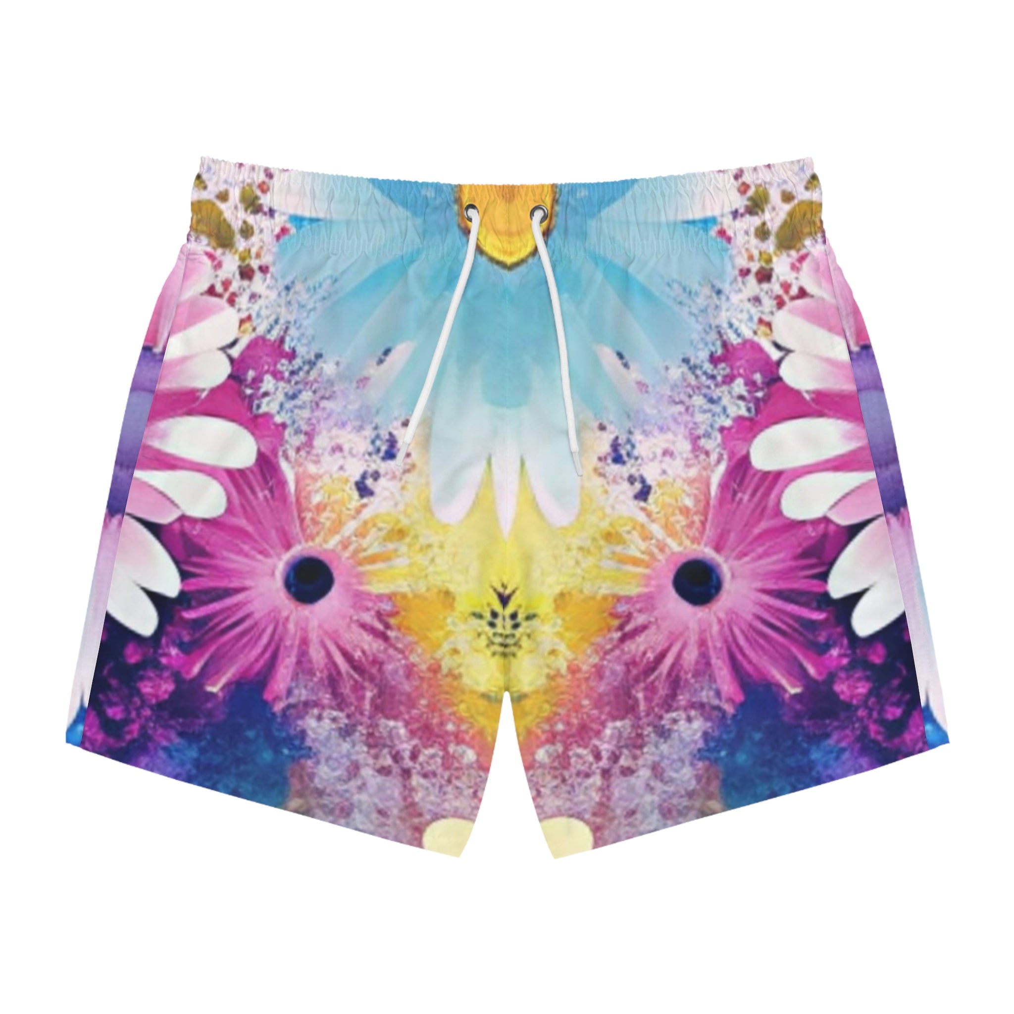 Magical Flower Explosion Multi-Color Swim Trunks (AOP), Artsulli - Art is Long, Life is Short, All Over Prints, Size, XS, Color, Seam thread color automatically matched to design, , , 98589393380899991407