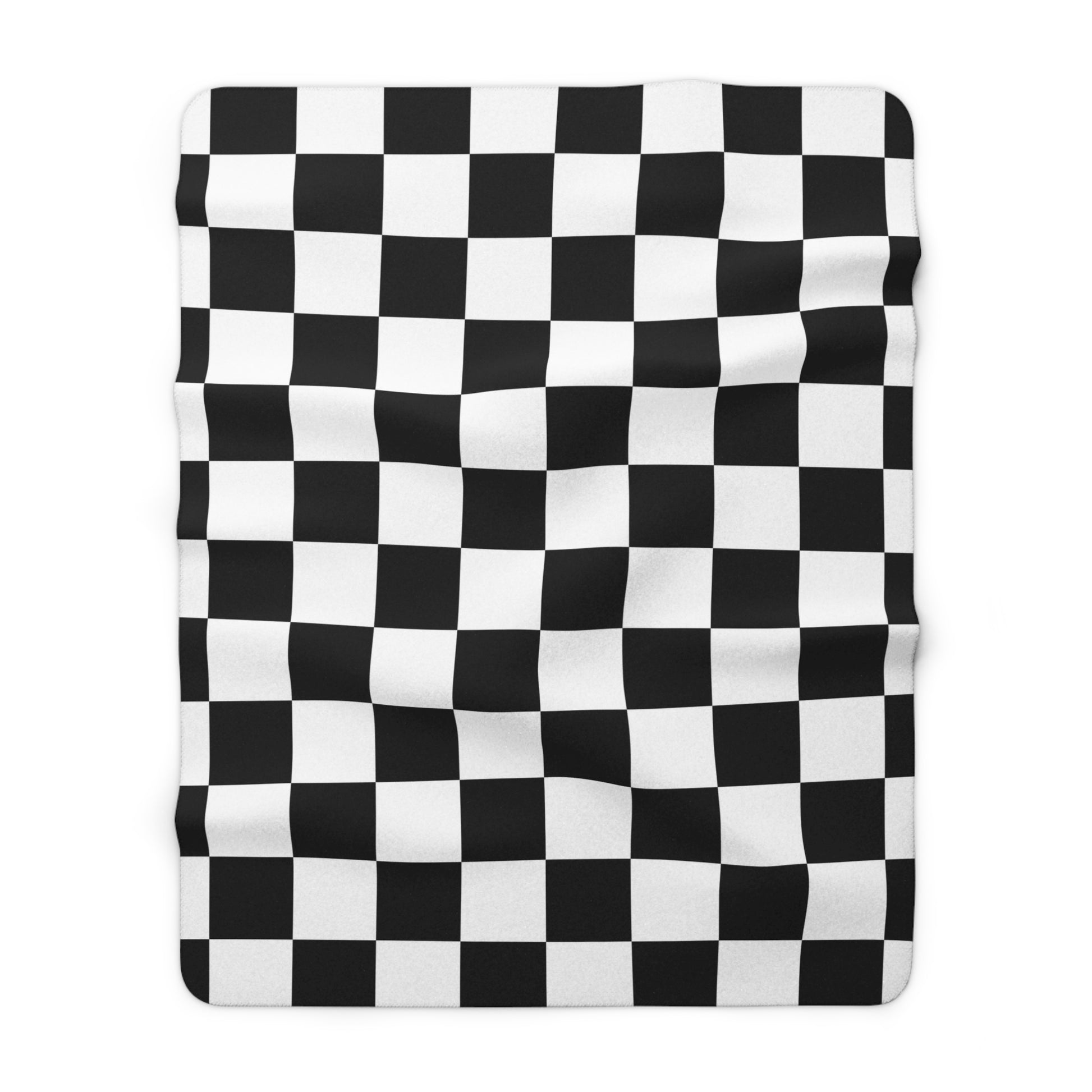 Checkerboard Black and White Sherpa Fleece Blanket, Artsulli - Art is Long, Life is Short, Home Decor, Size, 60" × 80", , , , , 24523831153411