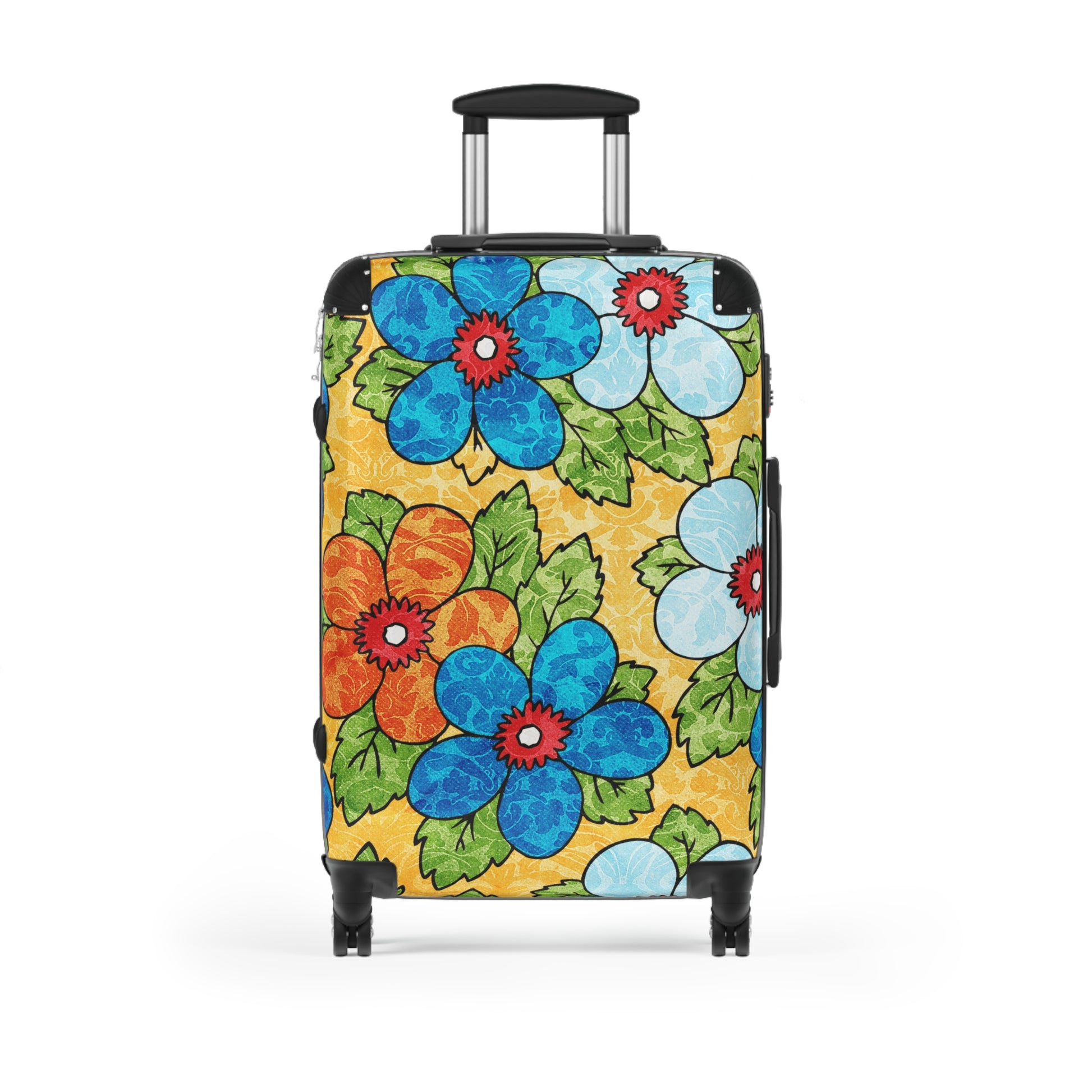 Groovy Yellow Floral Kl II Suitcase, Artsulli - Art is Long, Life is Short, Bags, Size, Medium, Color, Black, , , 19368855092453515800
