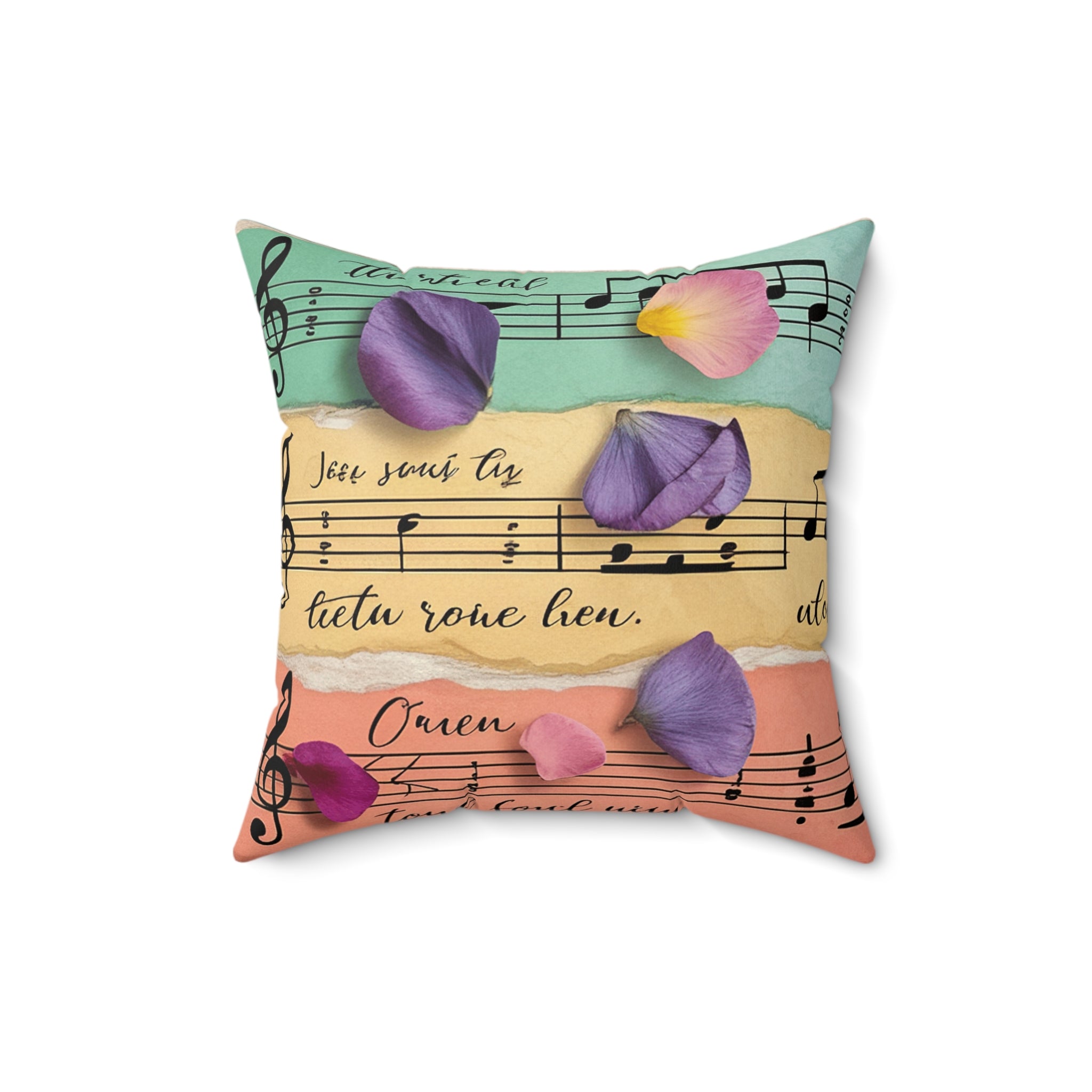 Torn Type Beat Sheet Music Multi-Color Spun Polyester Square Pillow, Artsulli - Art is Long, Life is Short, Home Decor, Size, 16" × 16", , , , , 31326313816573970480