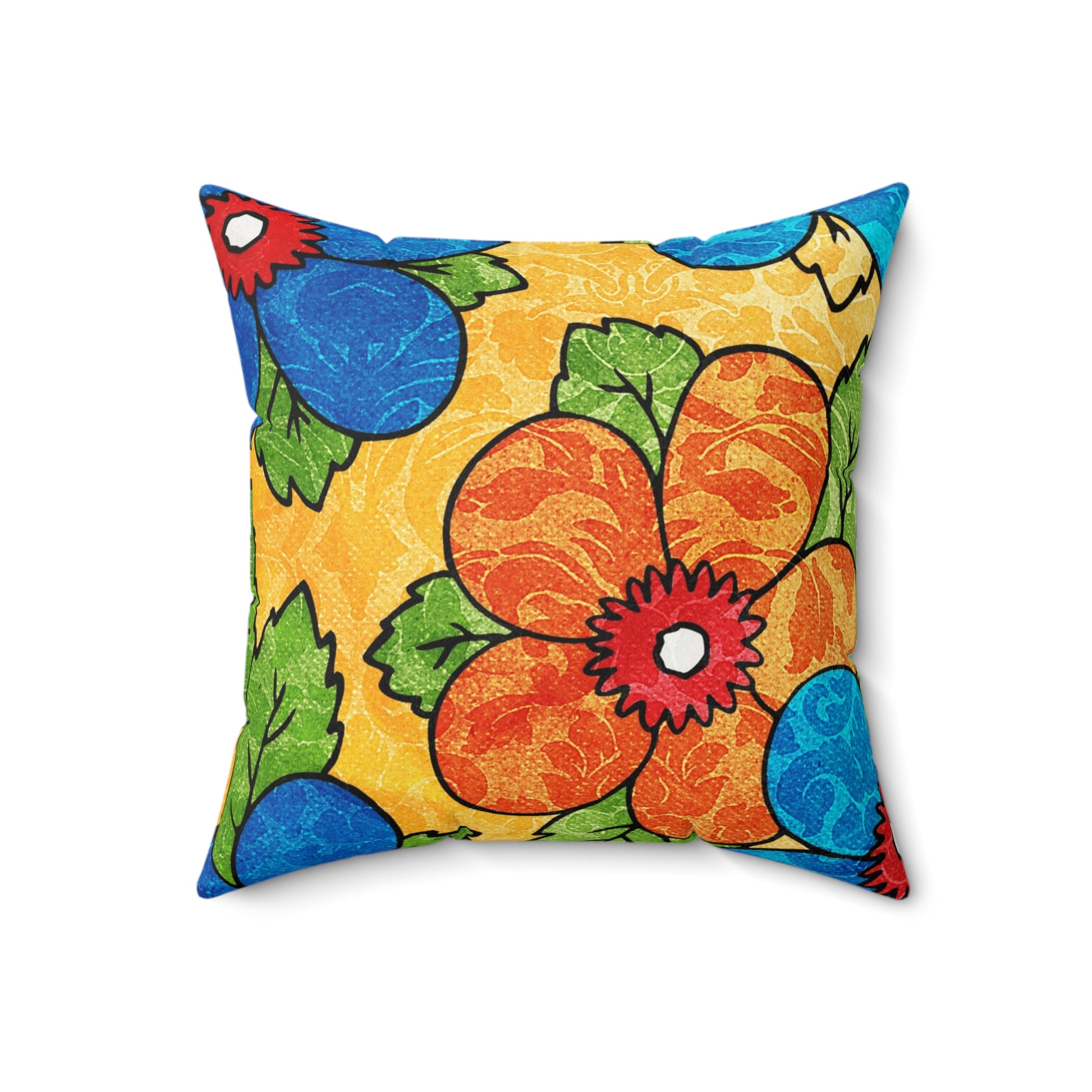 Groovy Yellow Floral Kl Spun Polyester Square Pillow, Artsulli - Art is Long, Life is Short, Home Decor, Size, 18" × 18", , , , , 82541909622920770146