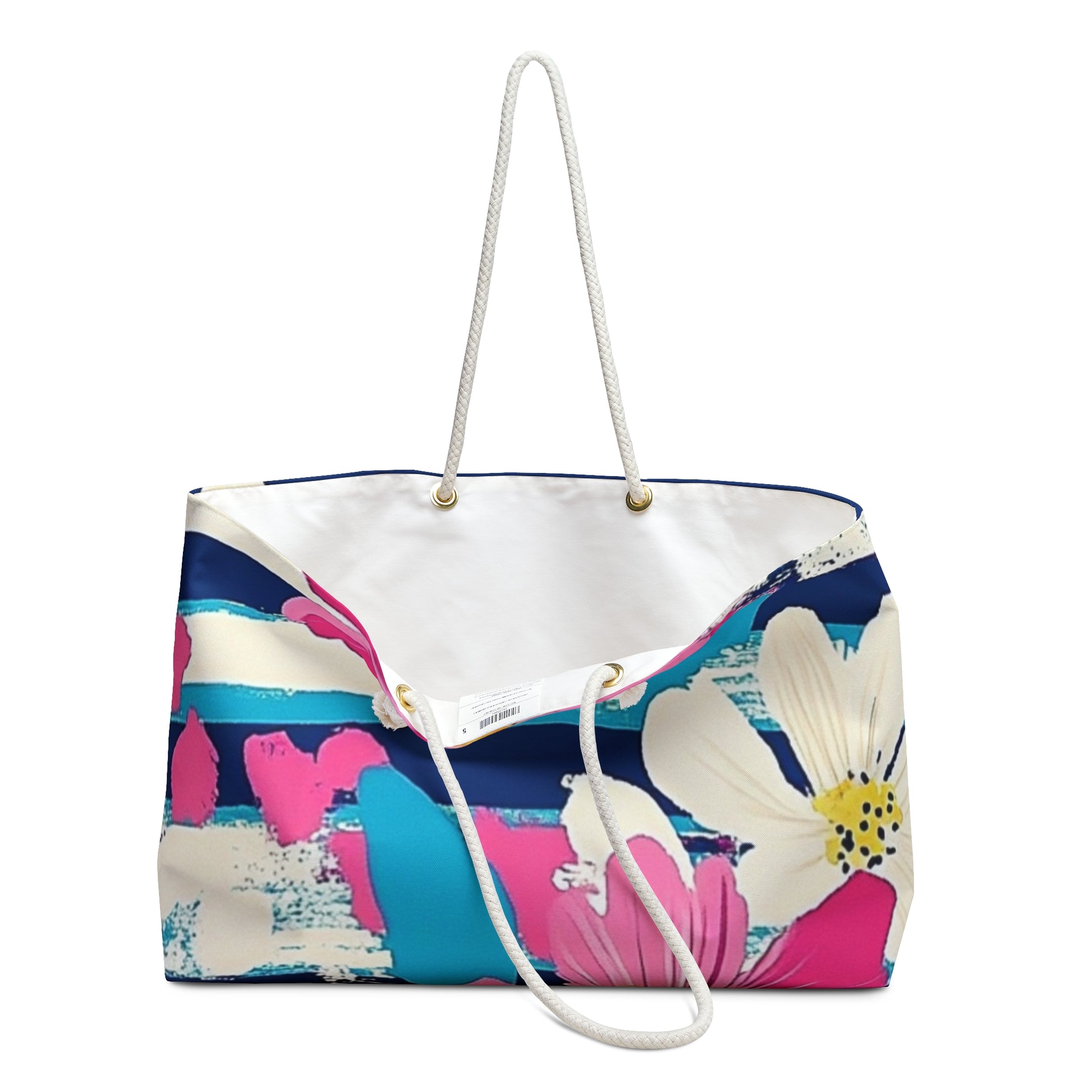 Dayglo Floral Stripes Multi-Color Weekender Bag, Artsulli - Art is Long, Life is Short, Bags, , , , , , , 