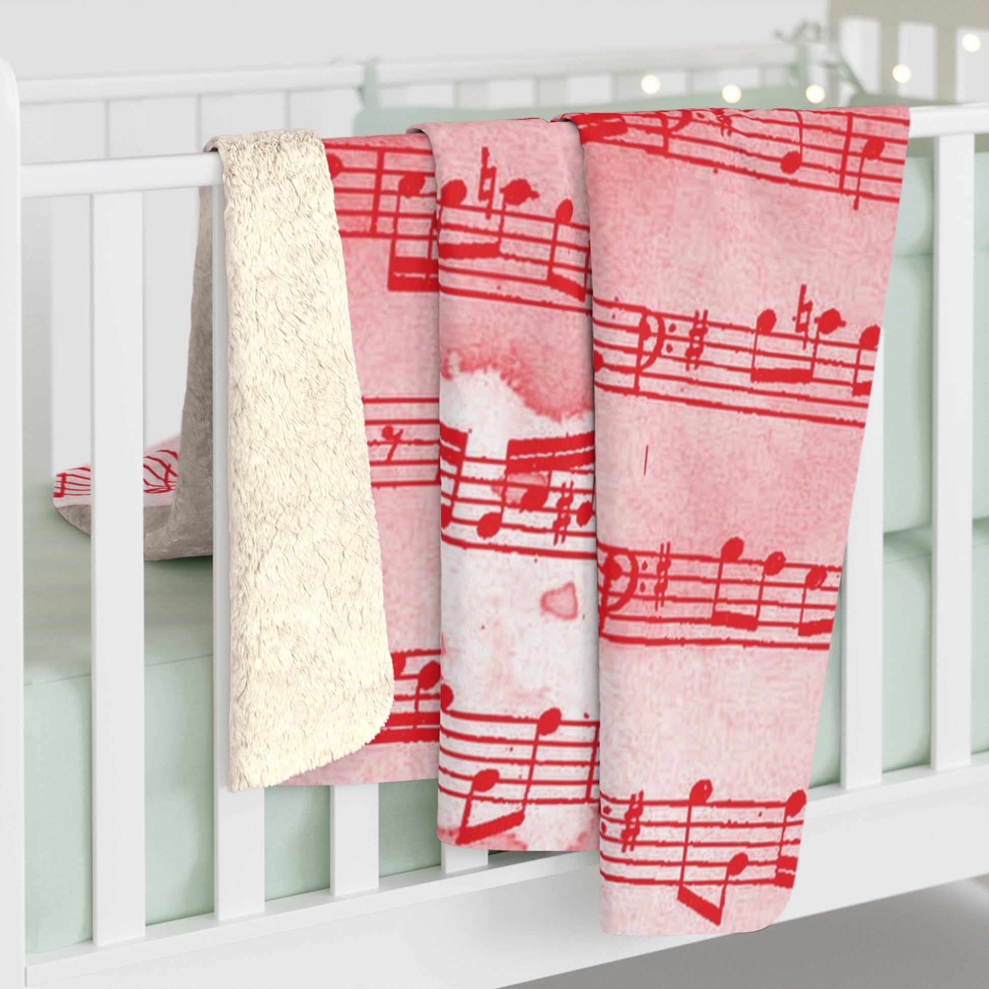 Drip Spill Type Beat Sheet Music Red Sherpa Fleece Blanket, Artsulli - Art is Long, Life is Short, Home Decor, , , , , , , 