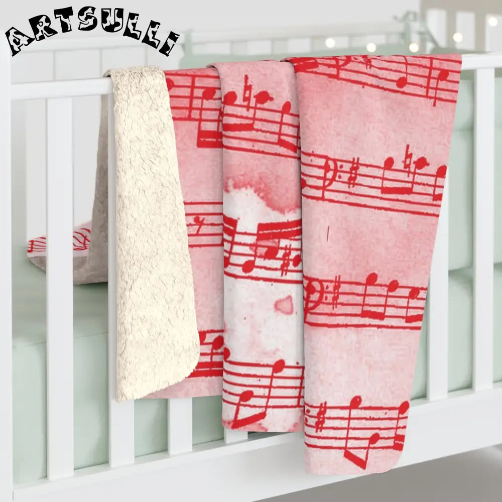 JAKKOUTTHEBXX Pink Watercolor Sheet Music Fleece Blanket 2025