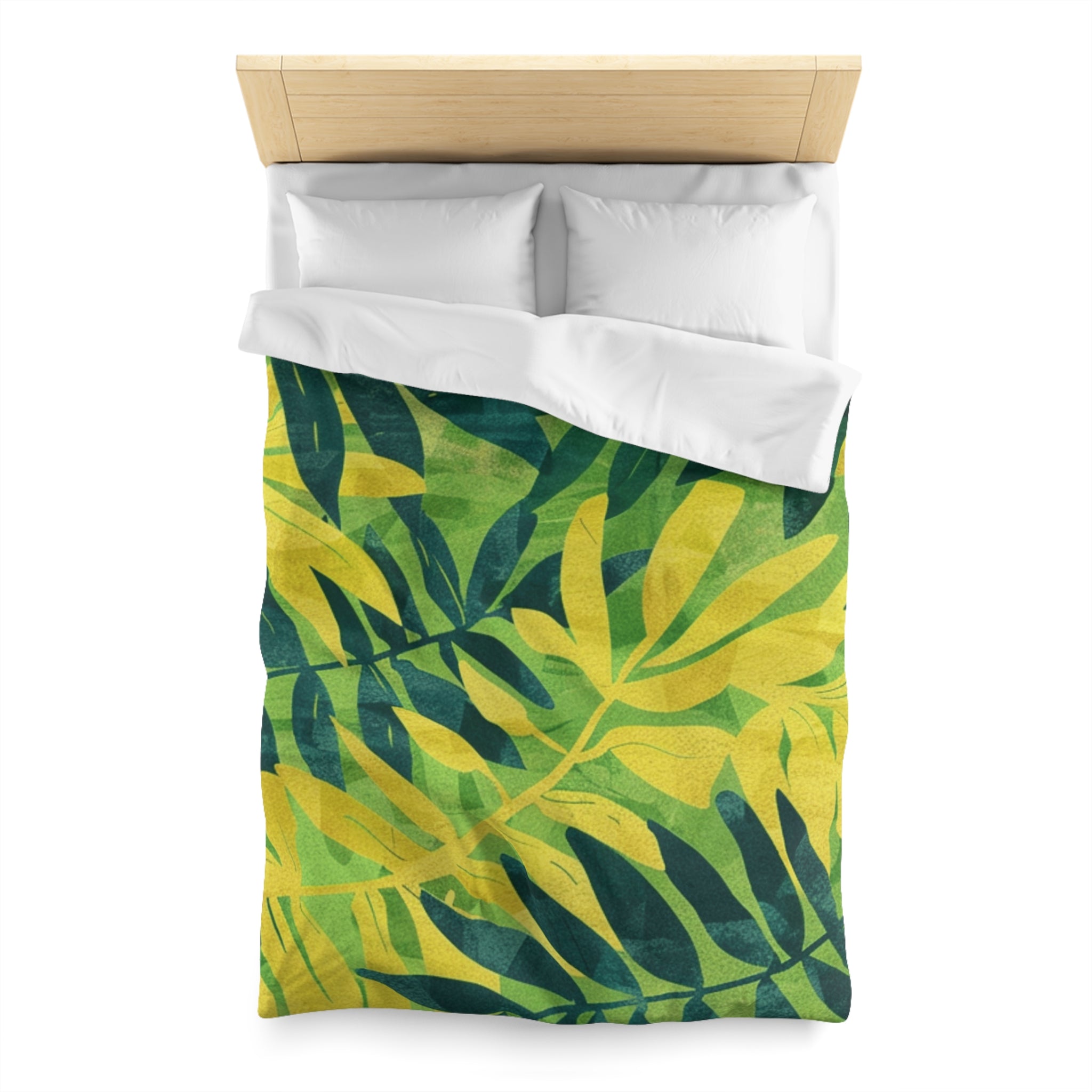 Green Leaf x Yellow Leaf x Tropical x Jungle Microfiber Duvet Cover, Artsulli - Art is Long, Life is Short, Home Decor, , , , , , , 