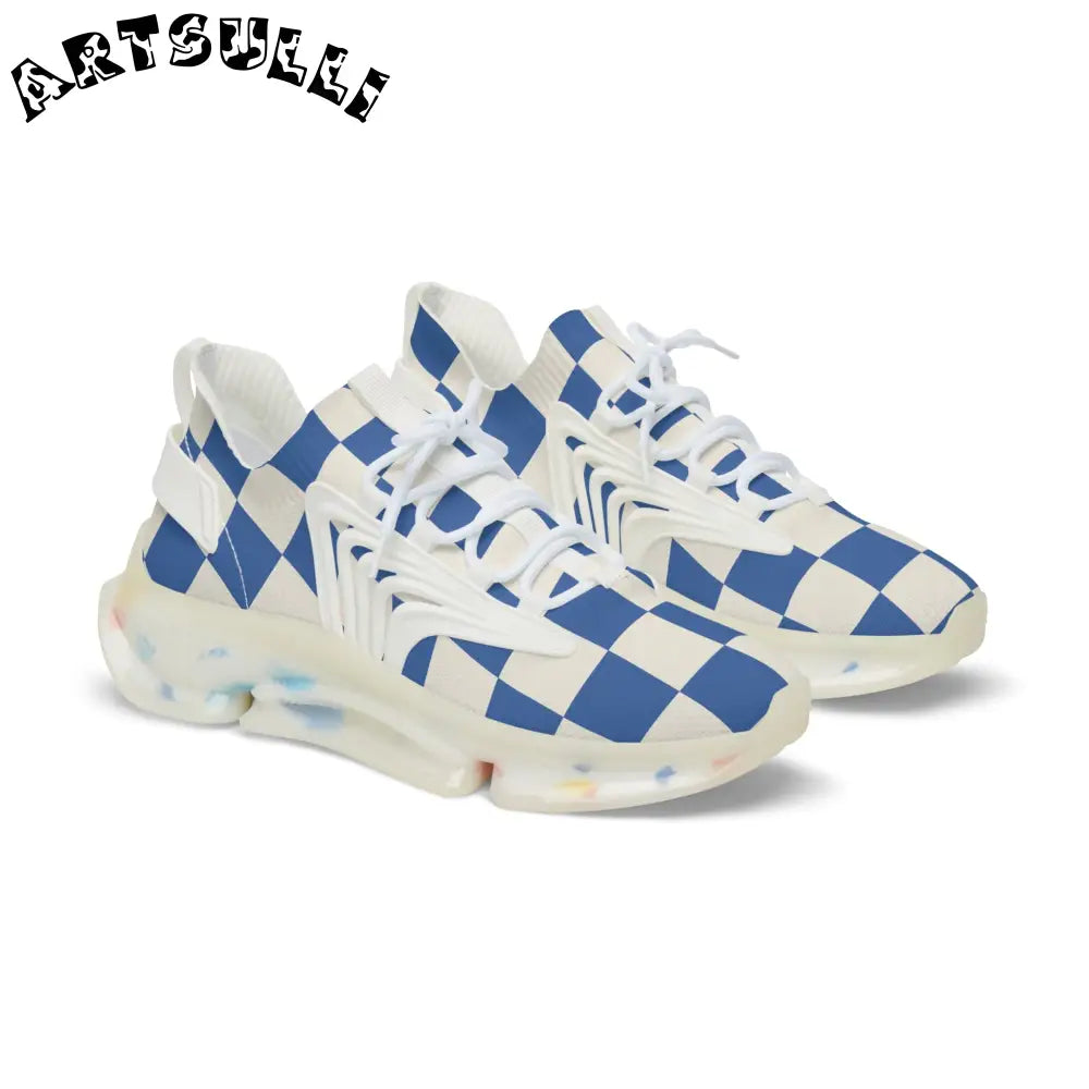 JAKKOUTTHEBXX Checkerboard Blue Men’s Mesh Sneakers JAKKOUTTHEBXX
