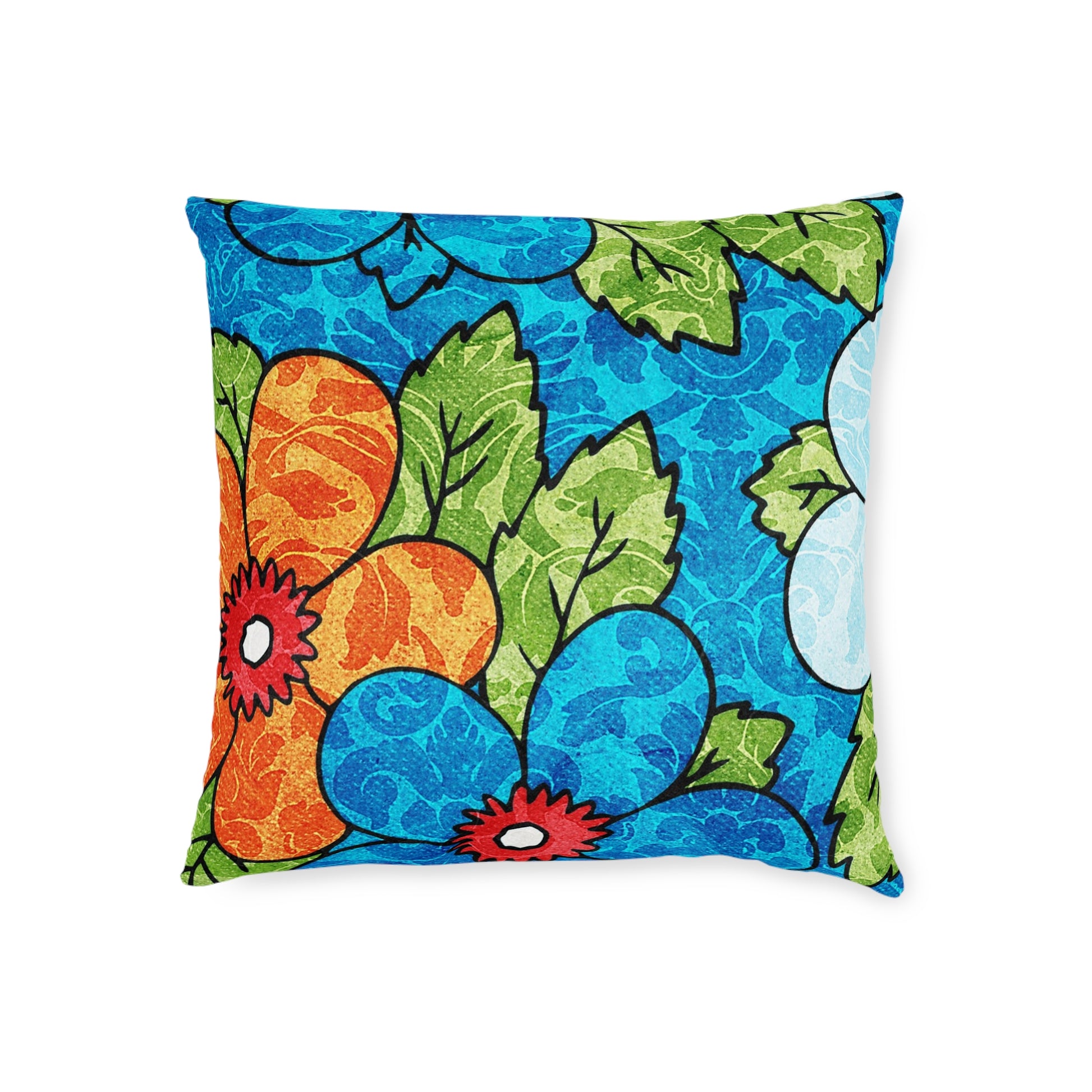 Blue Orange Groovy Square Pillow, Artsulli - Art is Long, Life is Short, Home Decor, Size, 18" × 18", , , , , 21866044845810288008