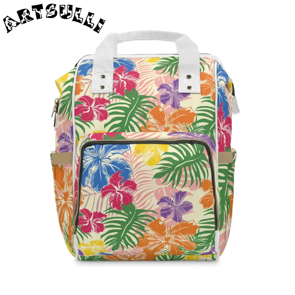 Blooming Tropical Flowers Multifunctional Diaper Backpack, Artsulli - Art is Long, Life is Short, Bags, Size, 15.0" × 10.8" × 6.7'', , , , , 21756944211214460068