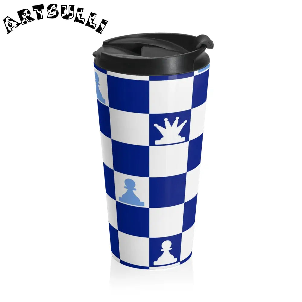 JAKKOUTTHEBXX Checkered Chess Stainless Steel Travel Mug 2025