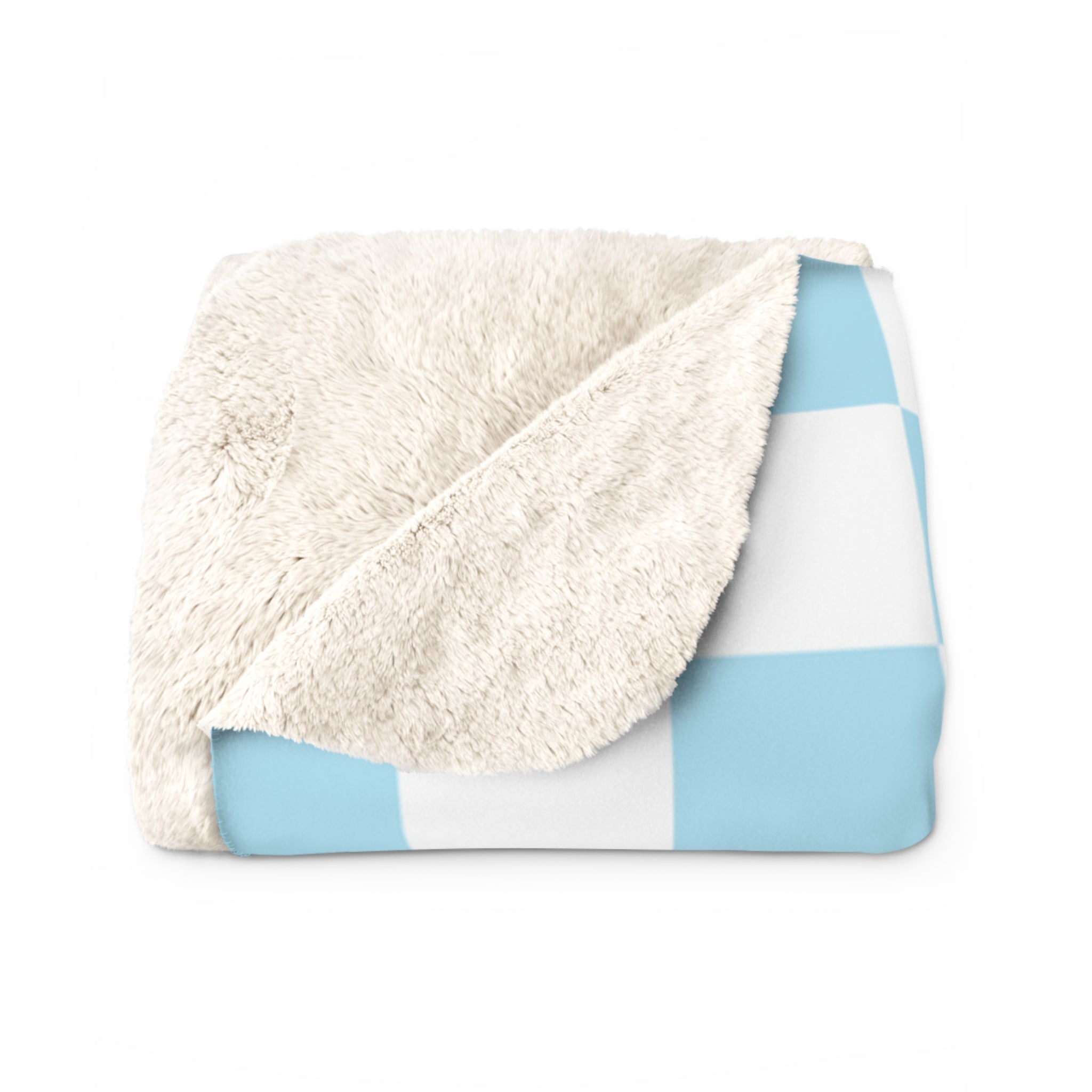 Checkerboard Sky Blue Sherpa Fleece Blanket, Artsulli - Art is Long, Life is Short, Home Decor, , , , , , , 