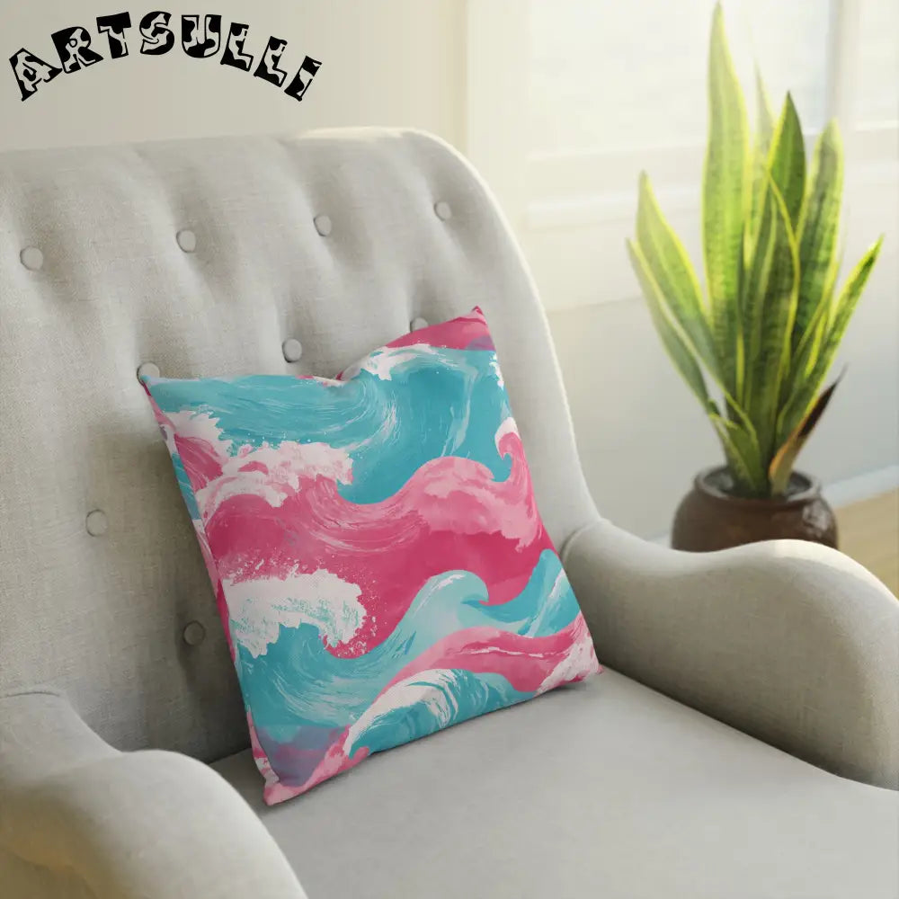JAKKOUTTHEBXX The Great Pastelwave Pink and Blue Cushion