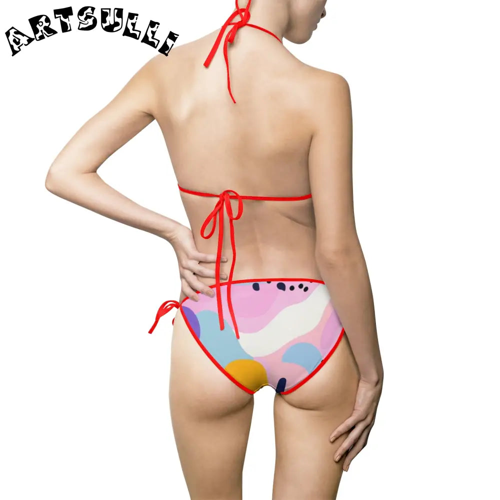 JAKKOUTTHEBXX Colorful Abstract Dots and Shapes Women’s Bikini