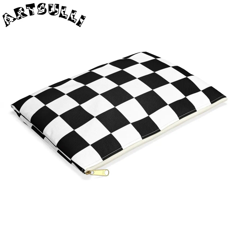 JAKKOUTTHEBXX Checkerboard Black and White Accessory Pouch