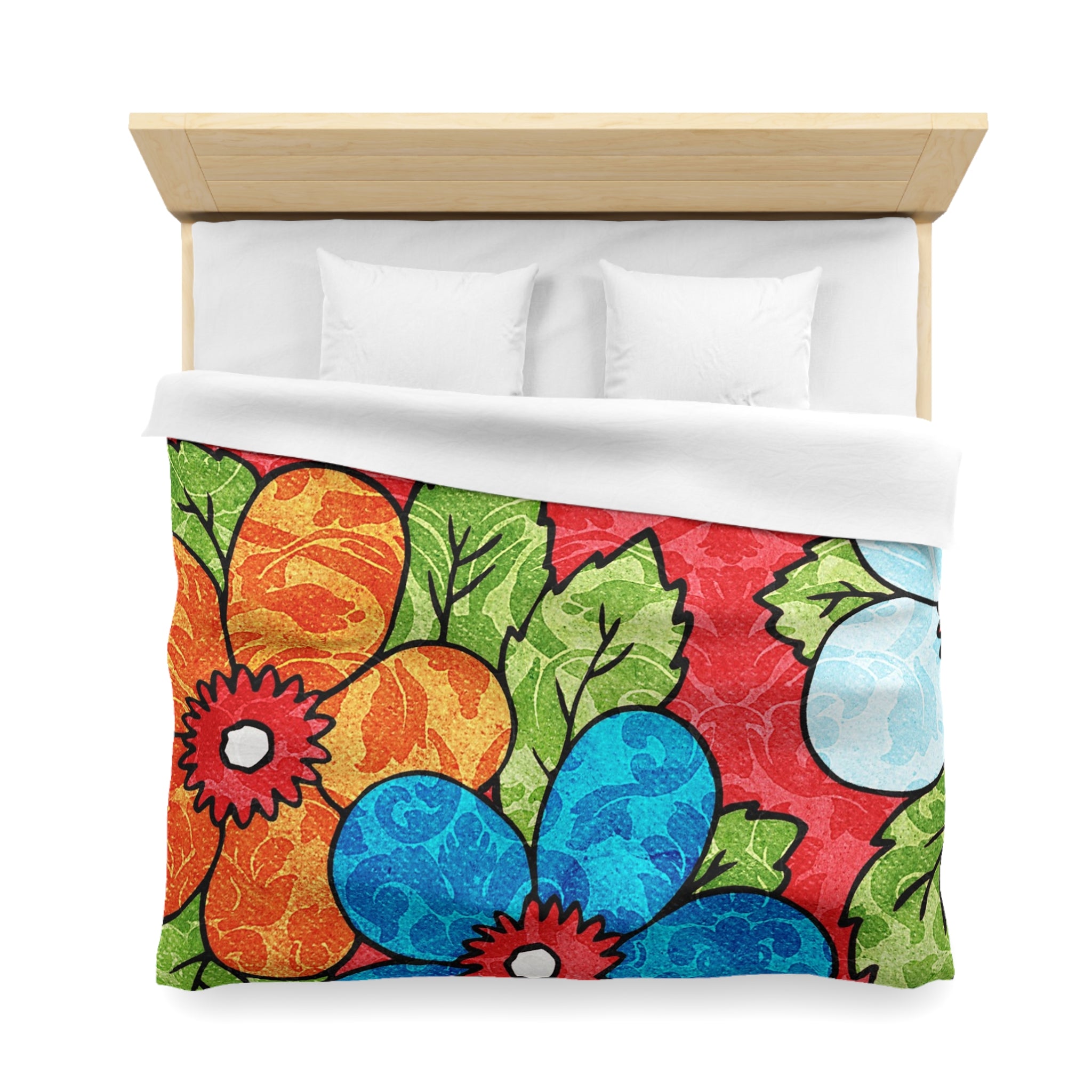 Groovy Red Floral Kl Microfiber Duvet Cover, Artsulli - Art is Long, Life is Short, Home Decor, , , , , , , 