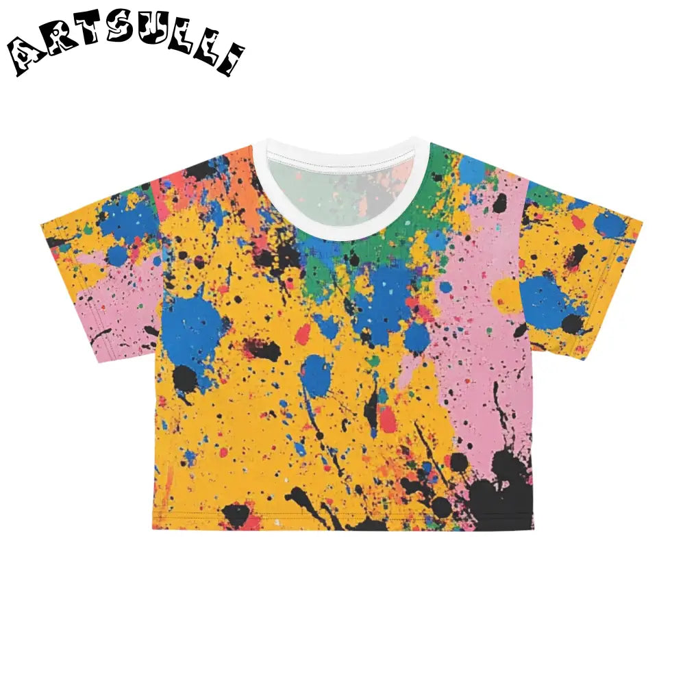 JAKKOUTTHEBXX The Colors Of Paint Splatter Crop Tee (AOP)