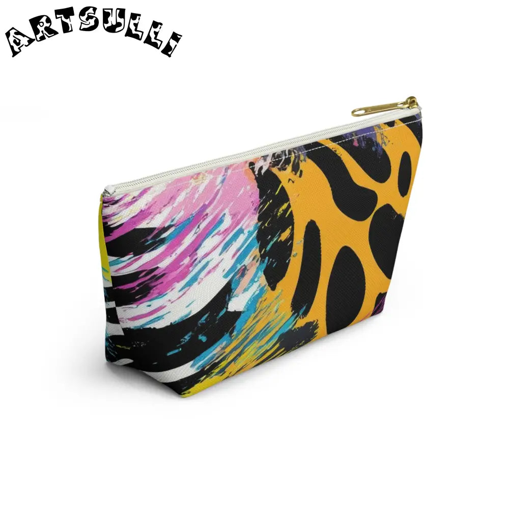 Zebra Stripes x Leapord Print x Paint Splatter Multi-Color Accessory Pouch w T-bottom, Artsulli - Art is Long, Life is Short, Bags, , , , , , , 