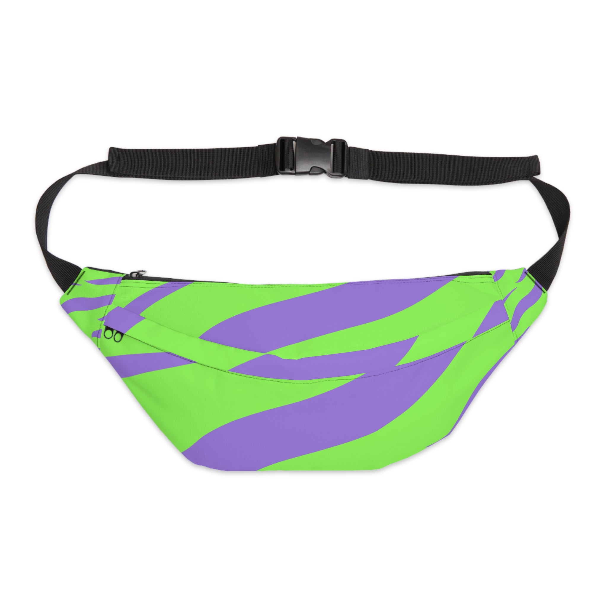 Tyrannosaurus Print Green and Purple Large Fanny Pack, Artsulli - Art is Long, Life is Short, Bags, Size, 8" × 9" × 4'', , , , , 15090550788715
