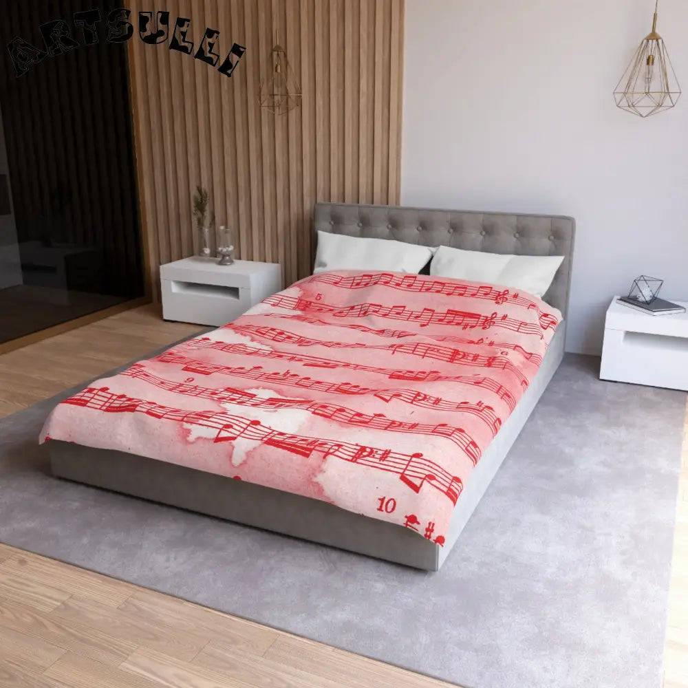 JAKKOUTTHEBXX Red Watercolor Sheet Music Art Printed Duvet Cover 2025