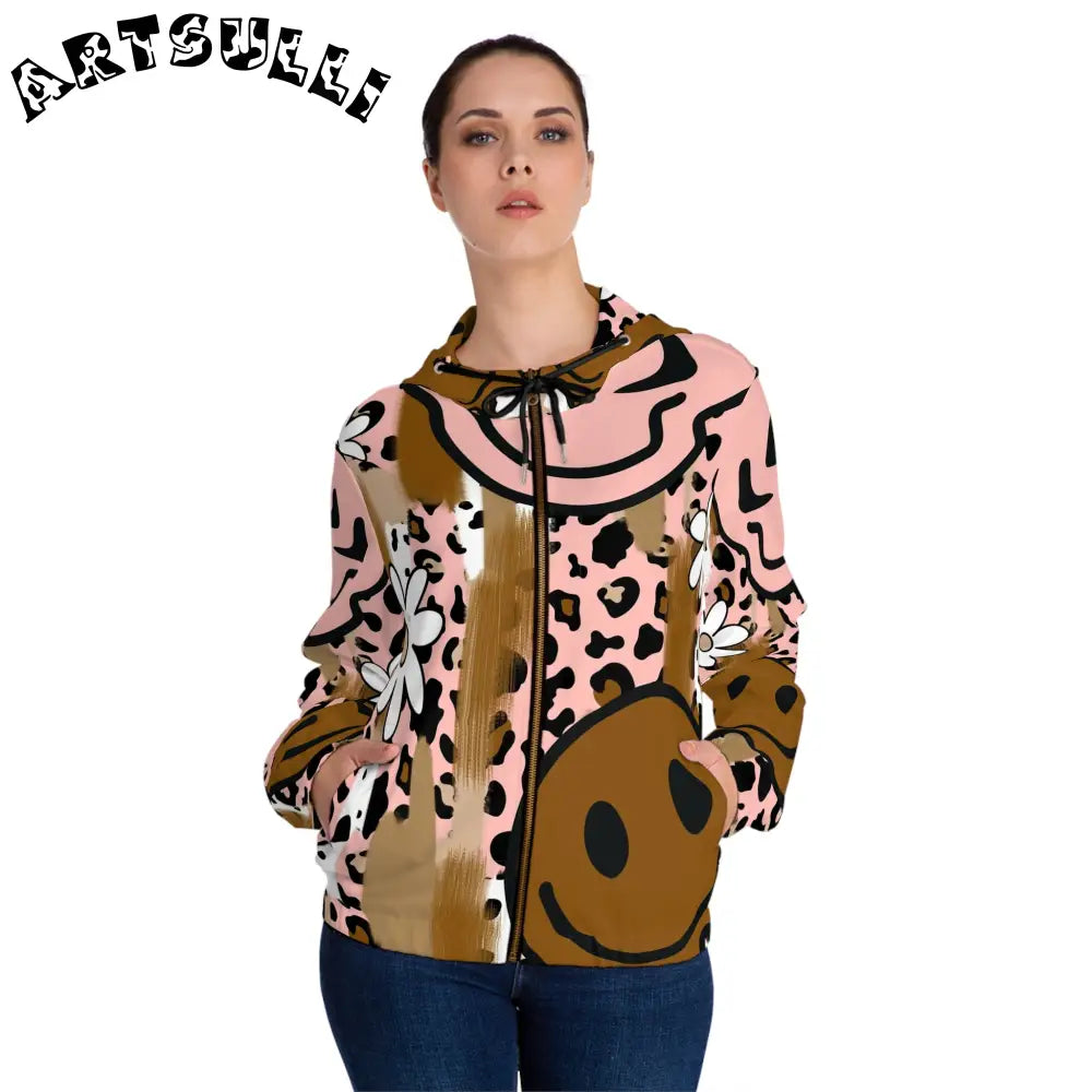 JAKKOUTTHEBXX Sutfin Ghosts Pop Art Women’s Full-Zip Hoodie (AOP)