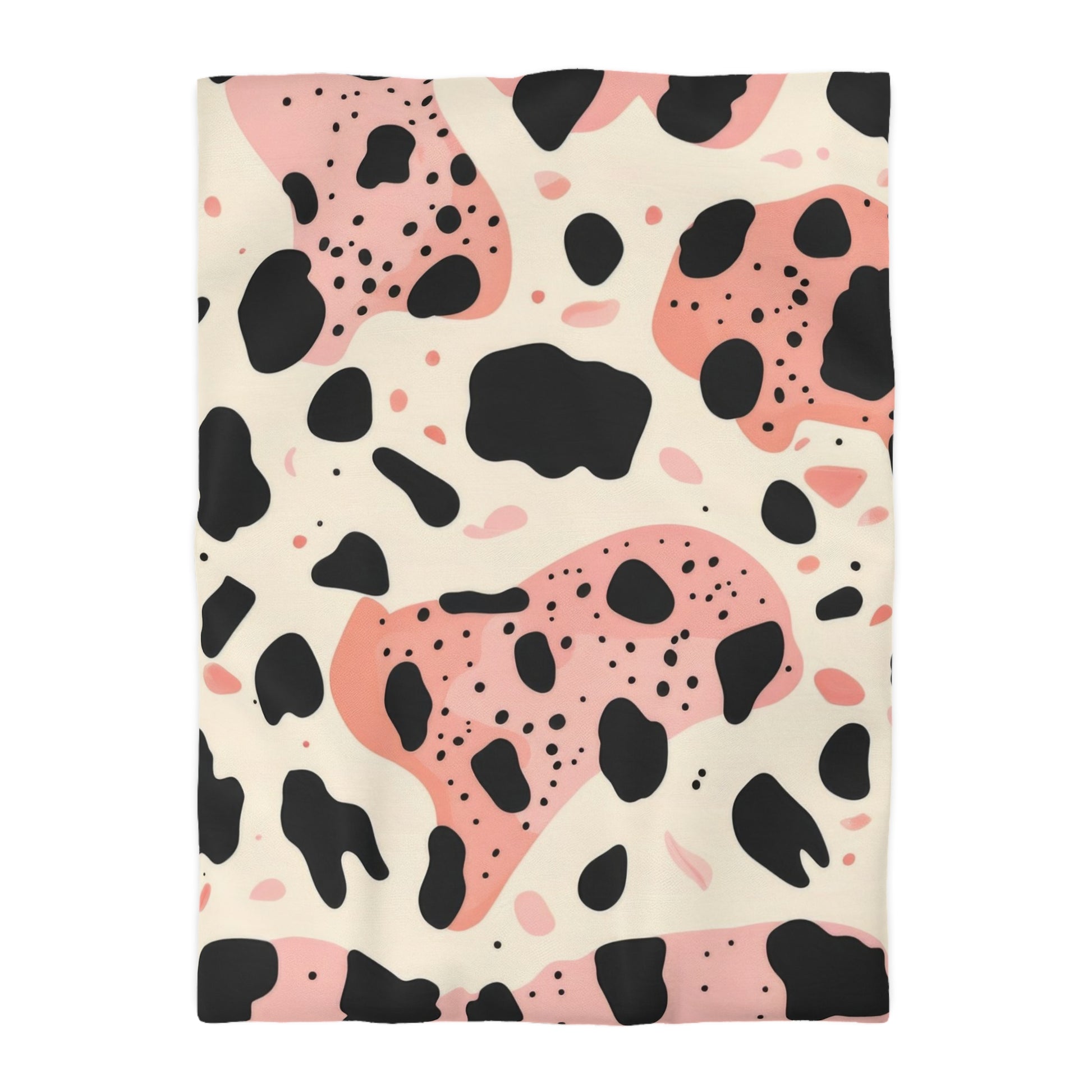 Organic Cow Print Cream and Pink Microfiber Duvet Cover, Artsulli - Art is Long, Life is Short, Home Decor, Size, Twin XL, Color, White, , , 85661540117124