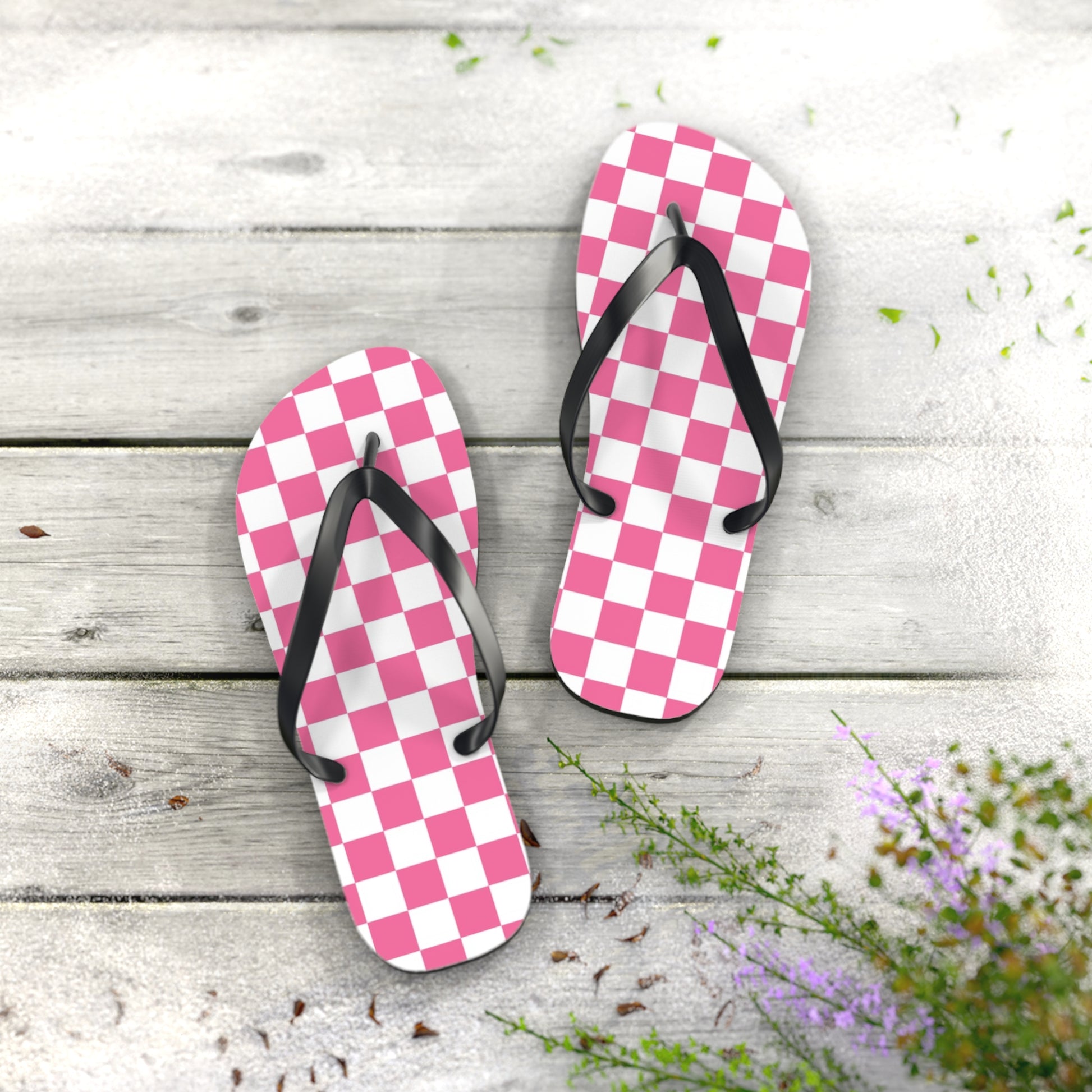 Yuyushiki Pink Check Flip Flops, Artsulli - Art is Long, Life is Short, Shoes, , , , , , , 
