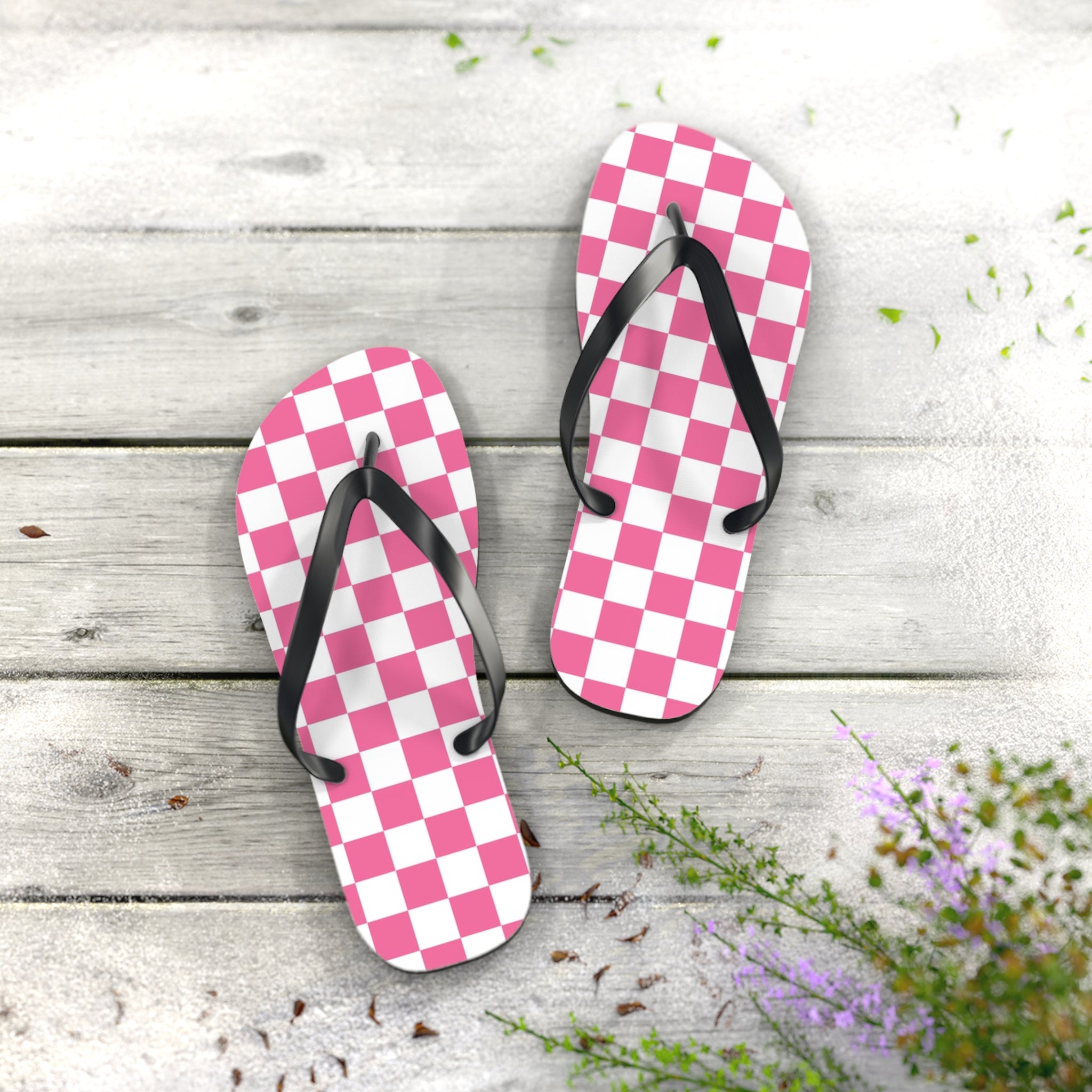 Yuyushiki Pink Check Flip Flops, Artsulli - Art is Long, Life is Short, Shoes, , , , , , , 