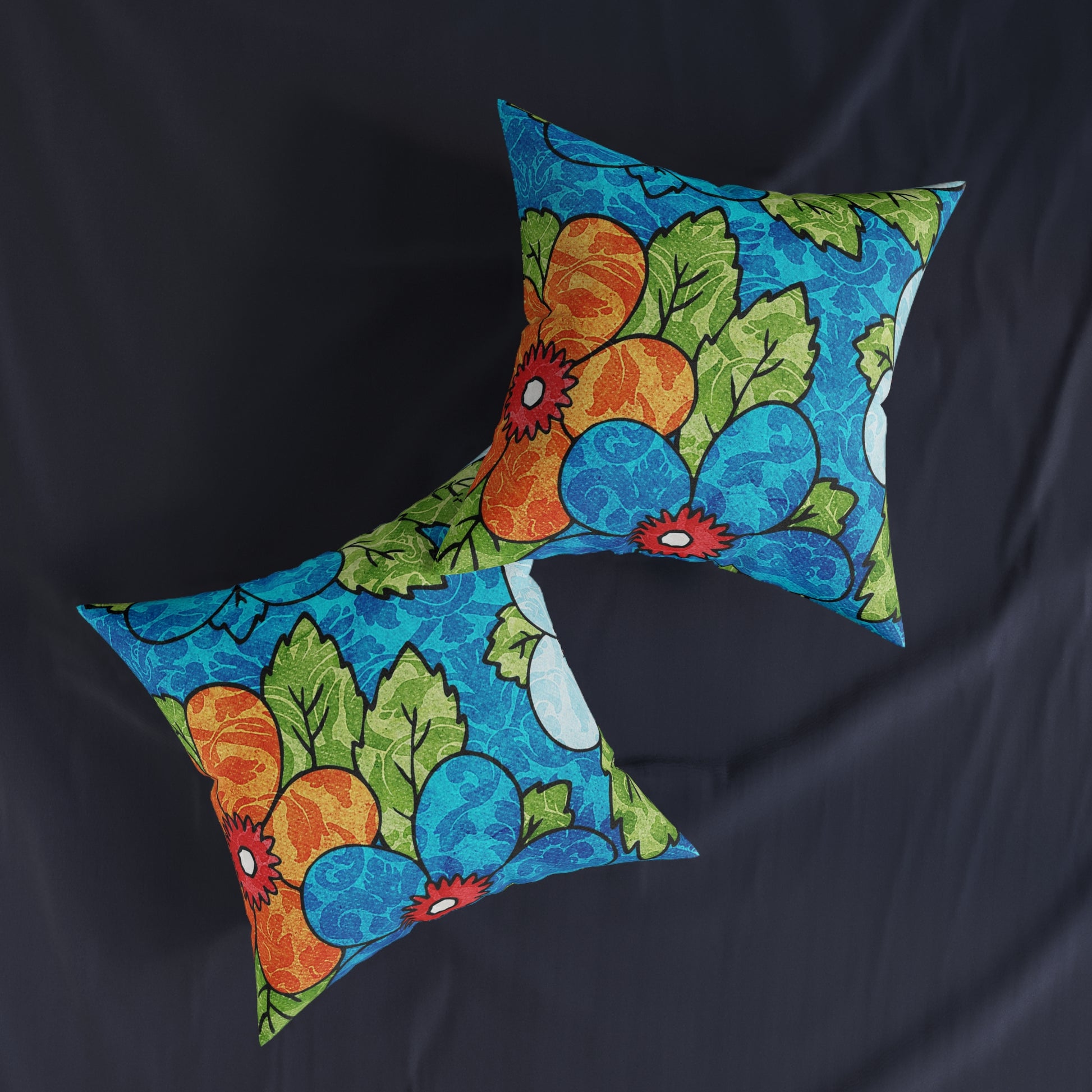 Blue Orange Groovy Square Pillow, Artsulli - Art is Long, Life is Short, Home Decor, , , , , , , 